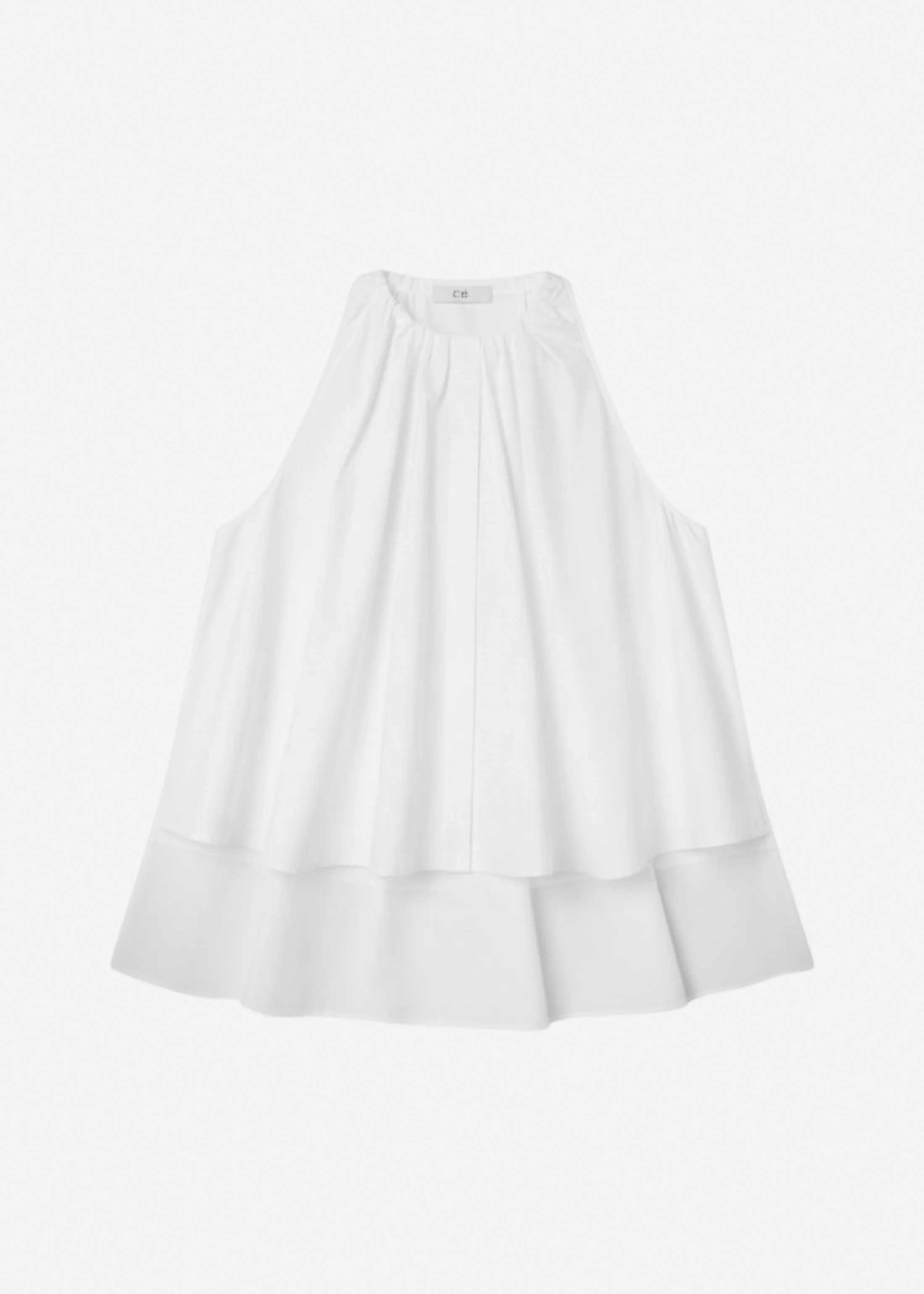 Gathered Tunic Shirt in Cotton Poplin - White - Image 5
