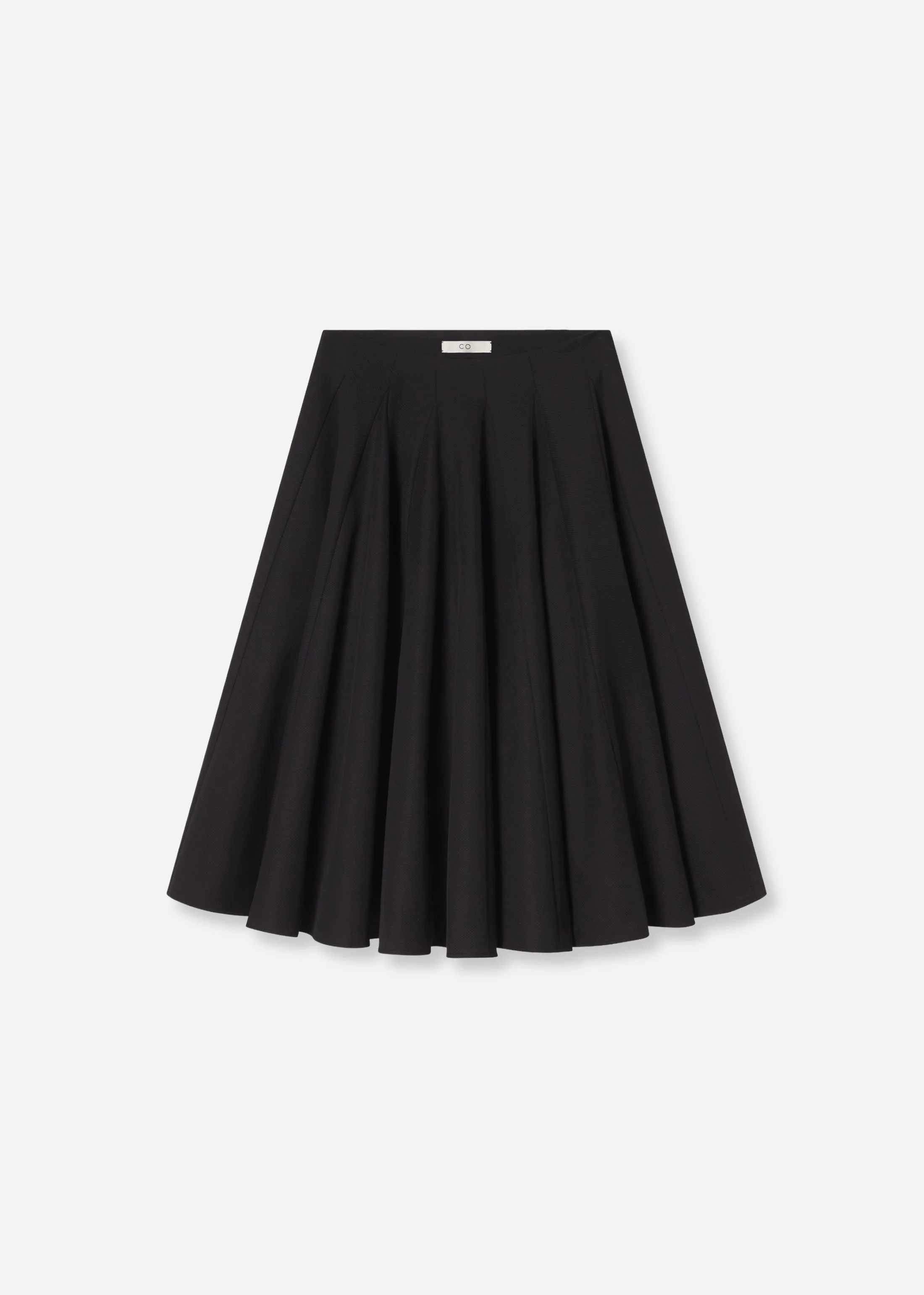 Godet Midi Skirt in Cotton Pique - Black - Image 4