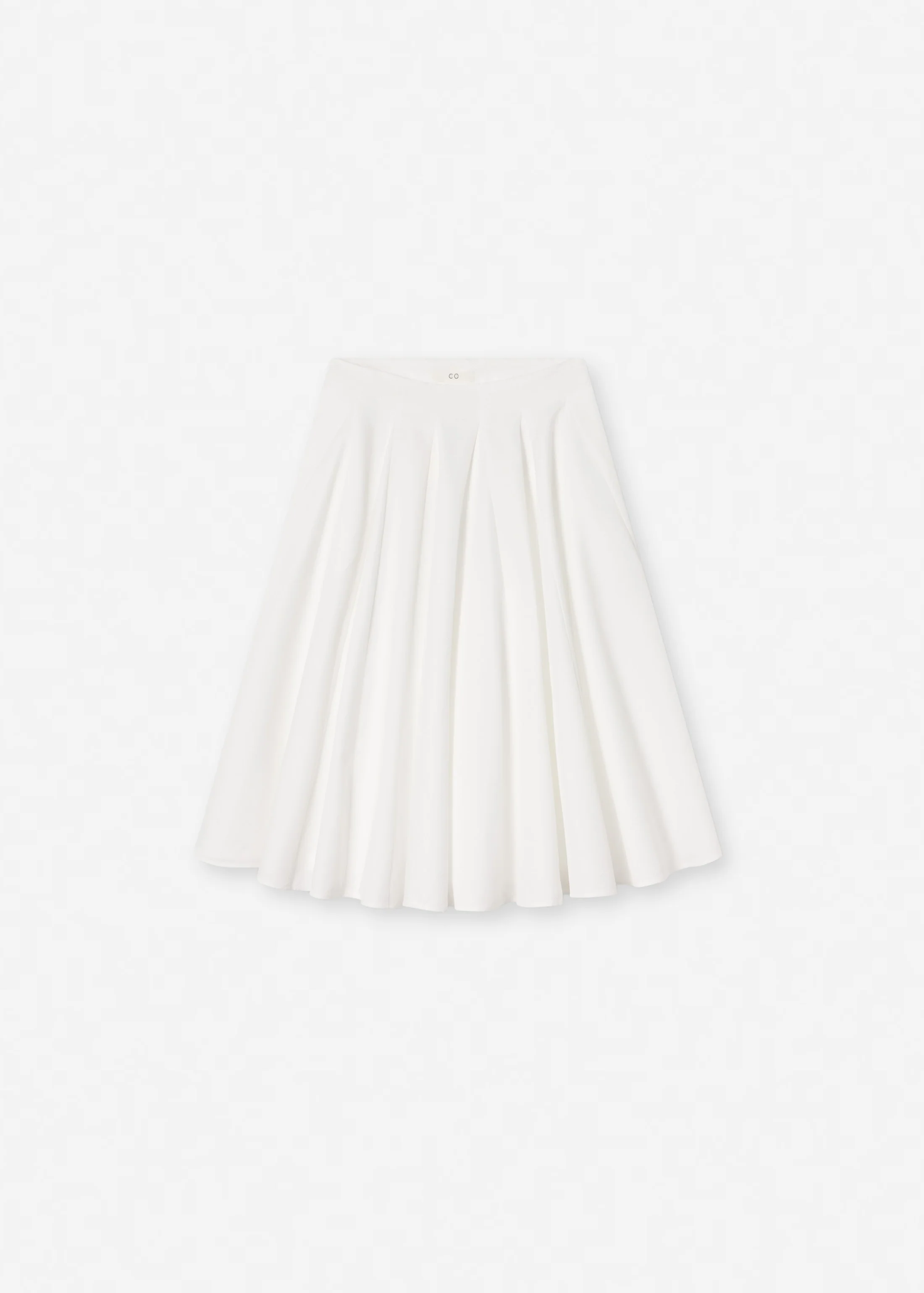 Godet Midi Skirt in Cotton Pique - White - Image 6