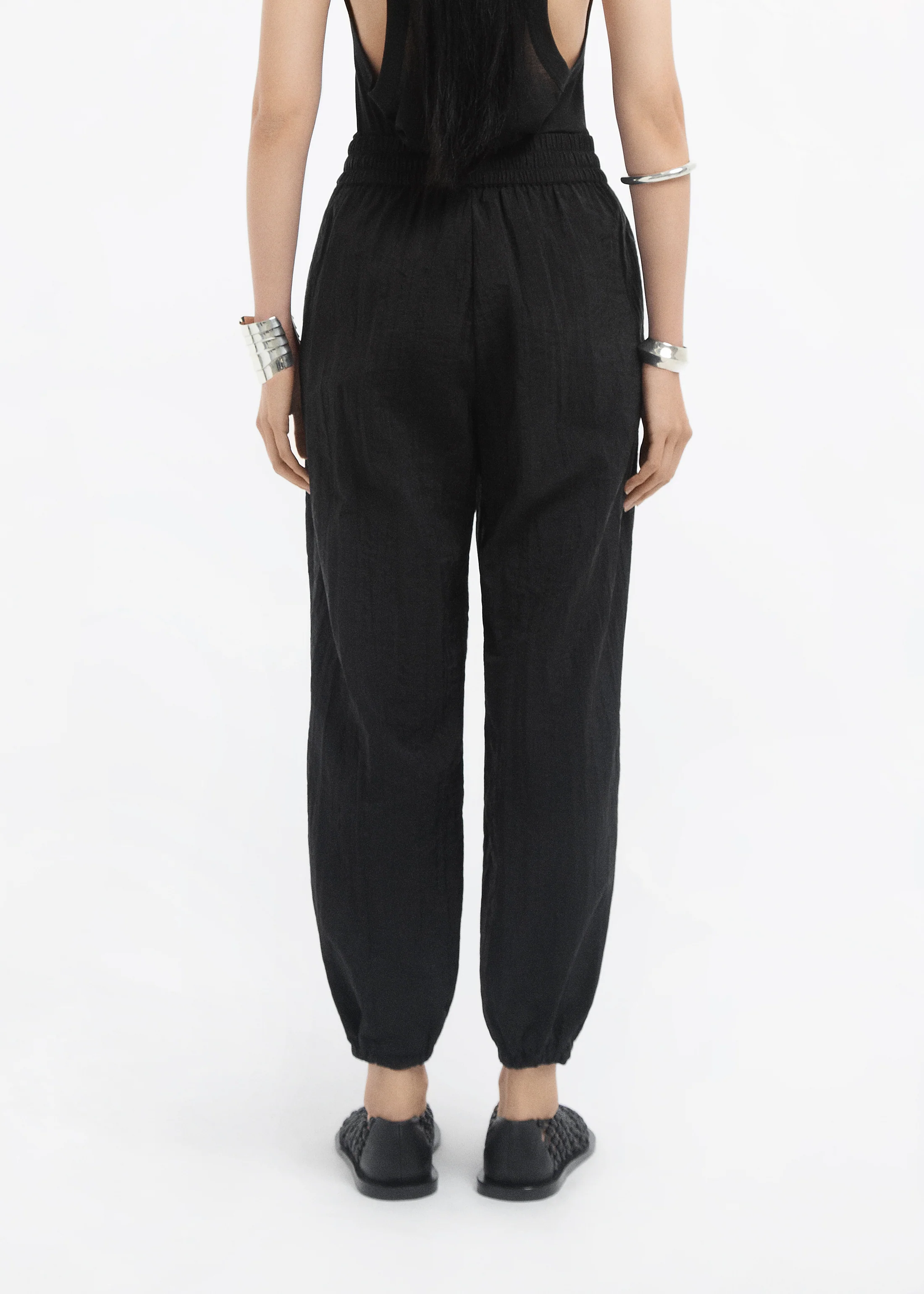 Jogger Pant in Recycled Nylon - Black - Image 3