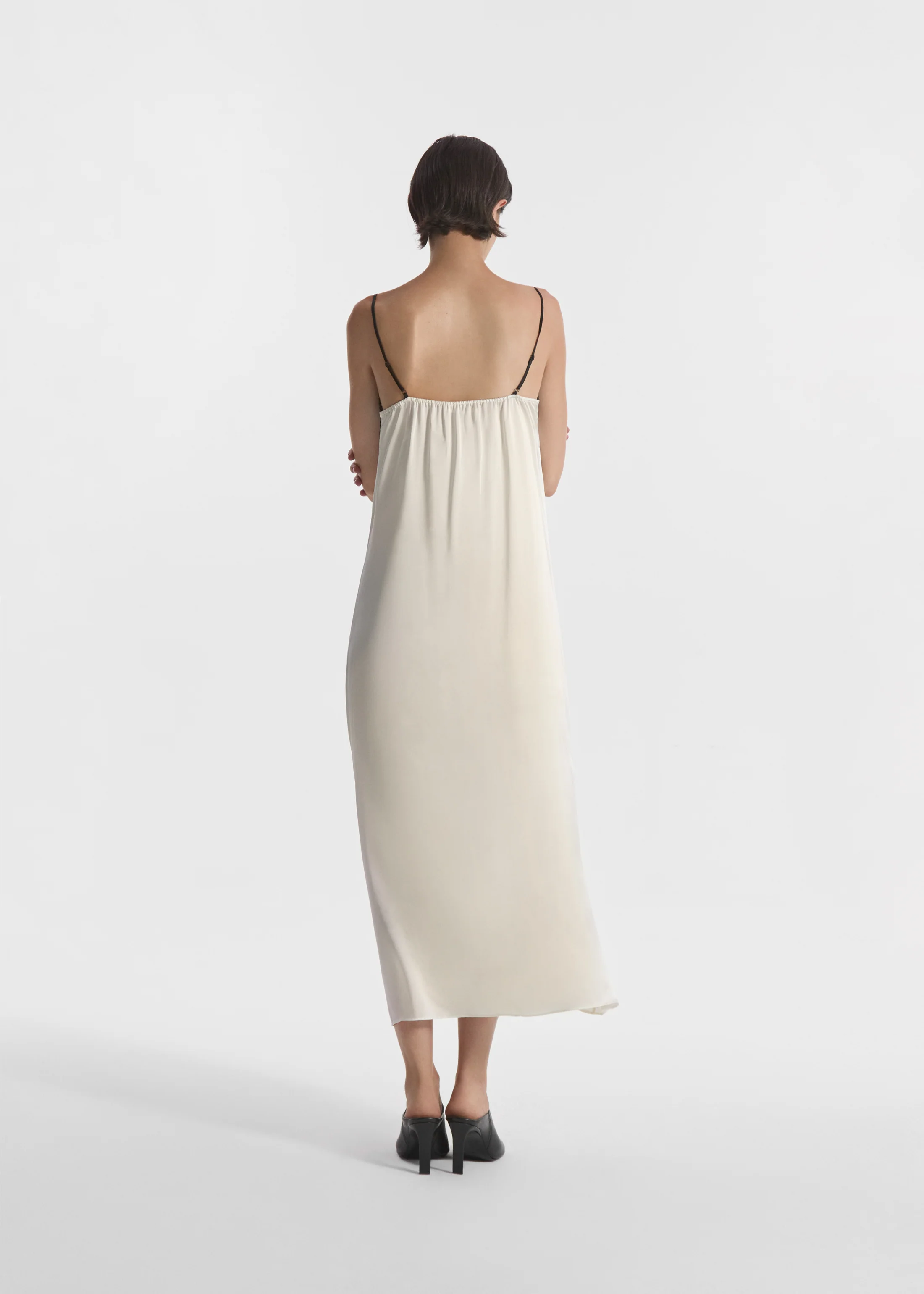 Lace Slip Dress in Silk - Ivory - Image 4