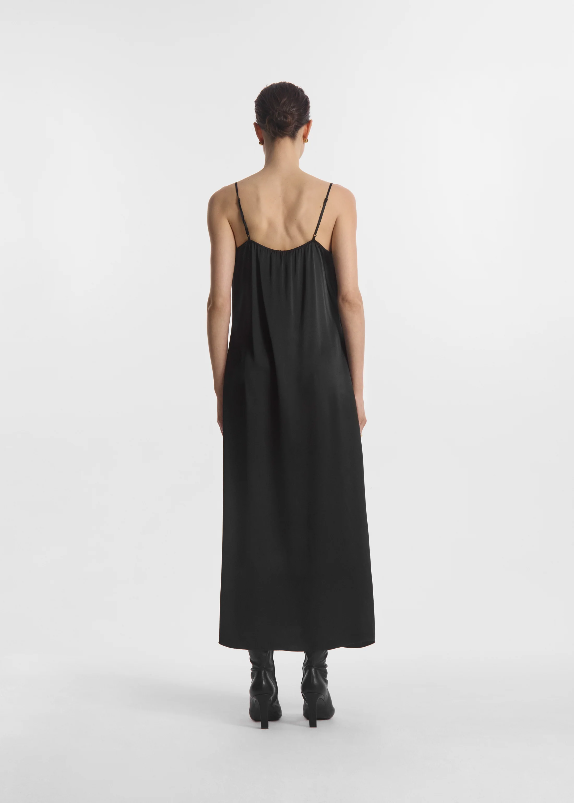 Lace Slip Dress in Silk - Black - Image 4