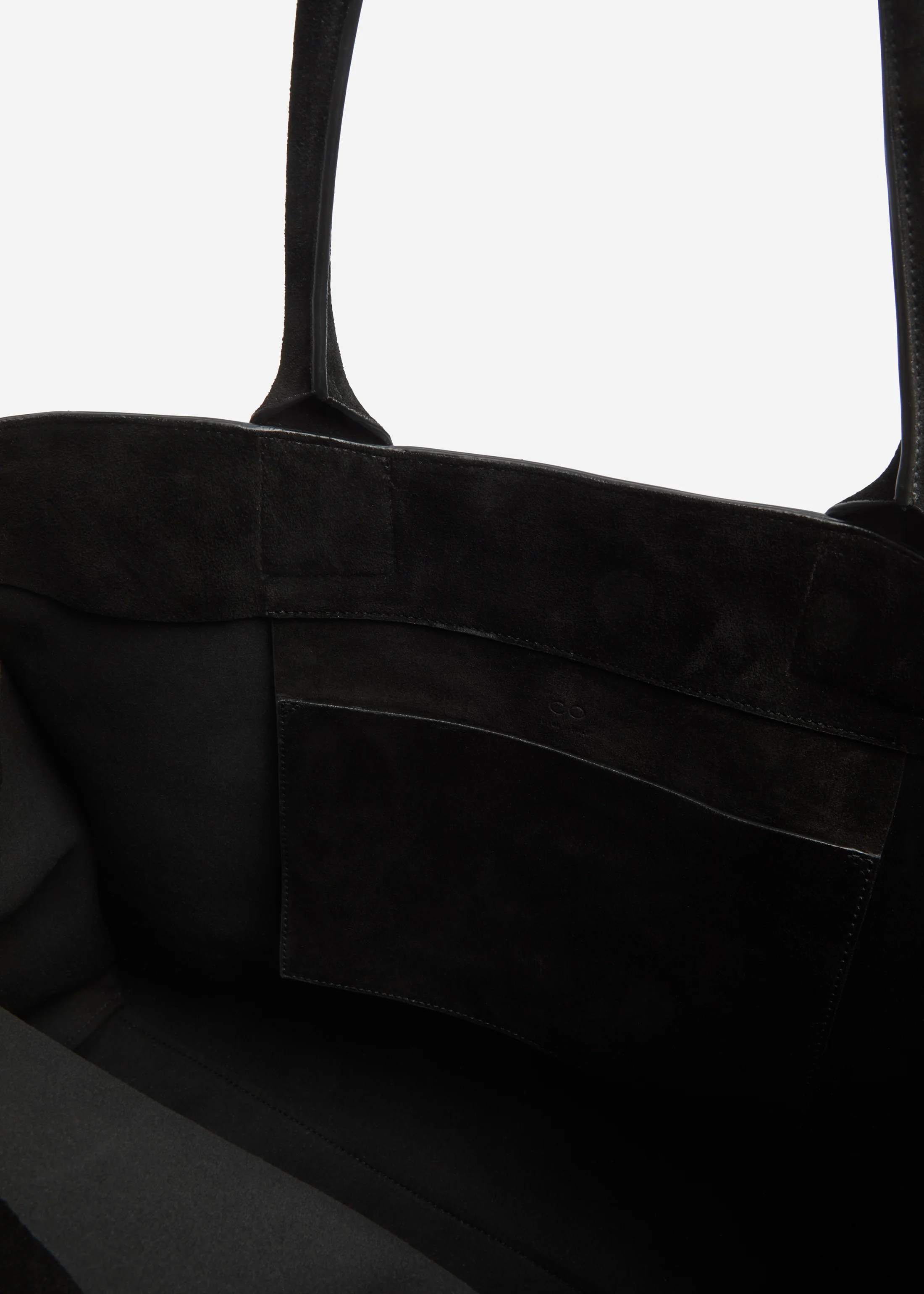 Large Tote Bag in Suede - Black - Image 4