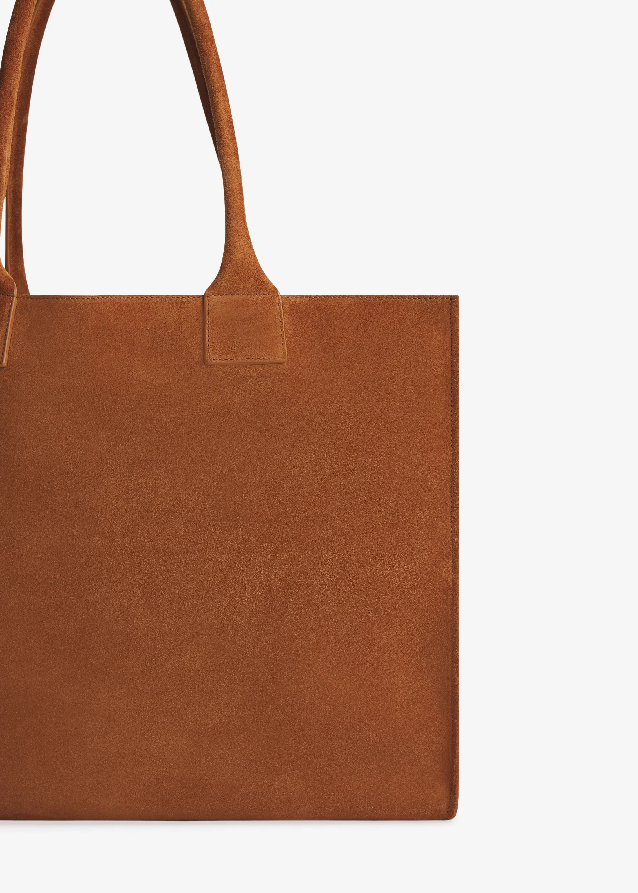 Large Tote Bag in Suede - Cognac - Image 3