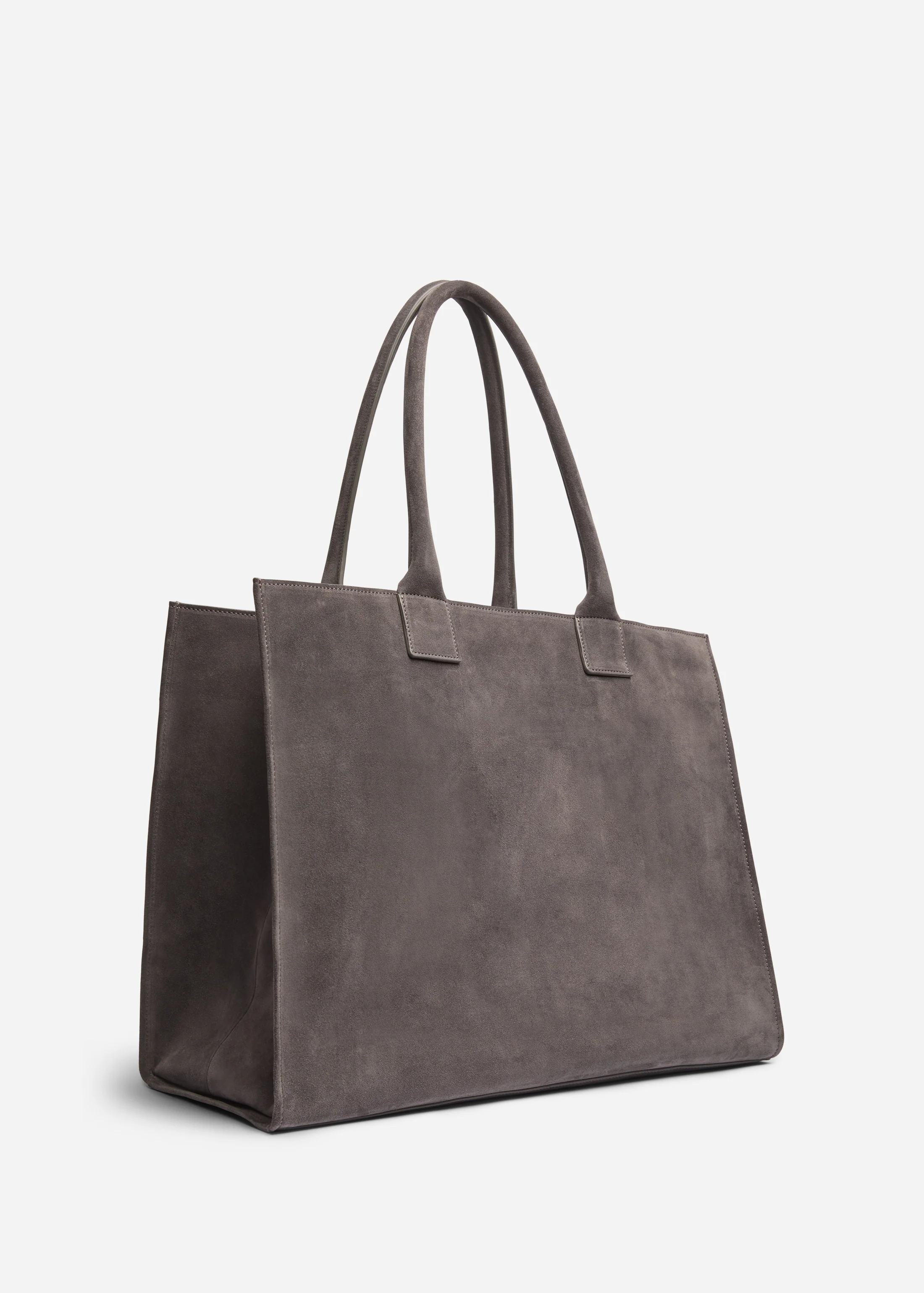 Large Tote Bag in Suede - Grey - Image 3