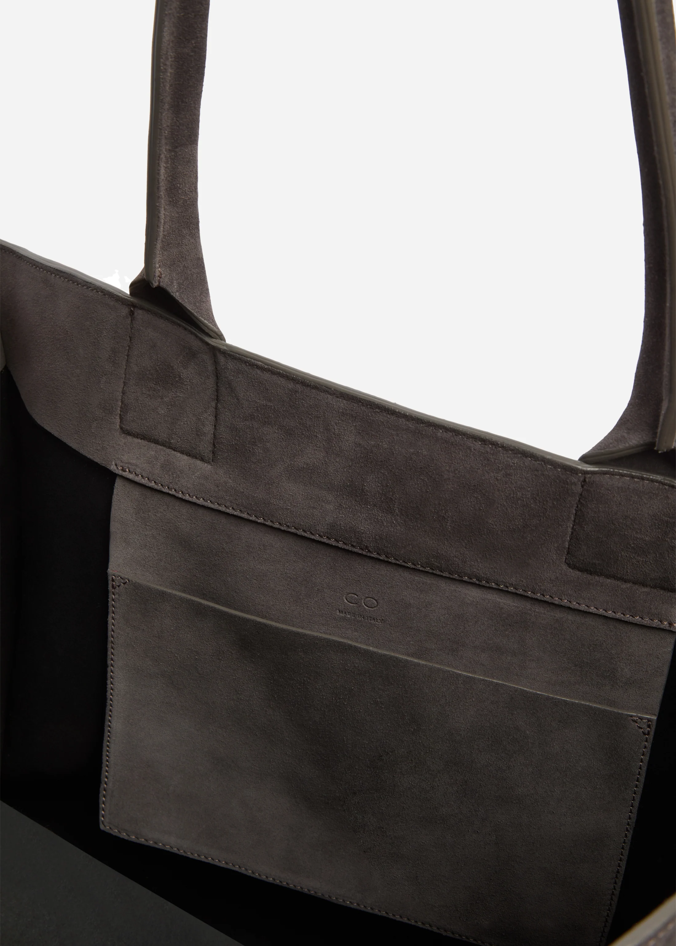 Large Tote Bag in Suede - Grey - Image 4