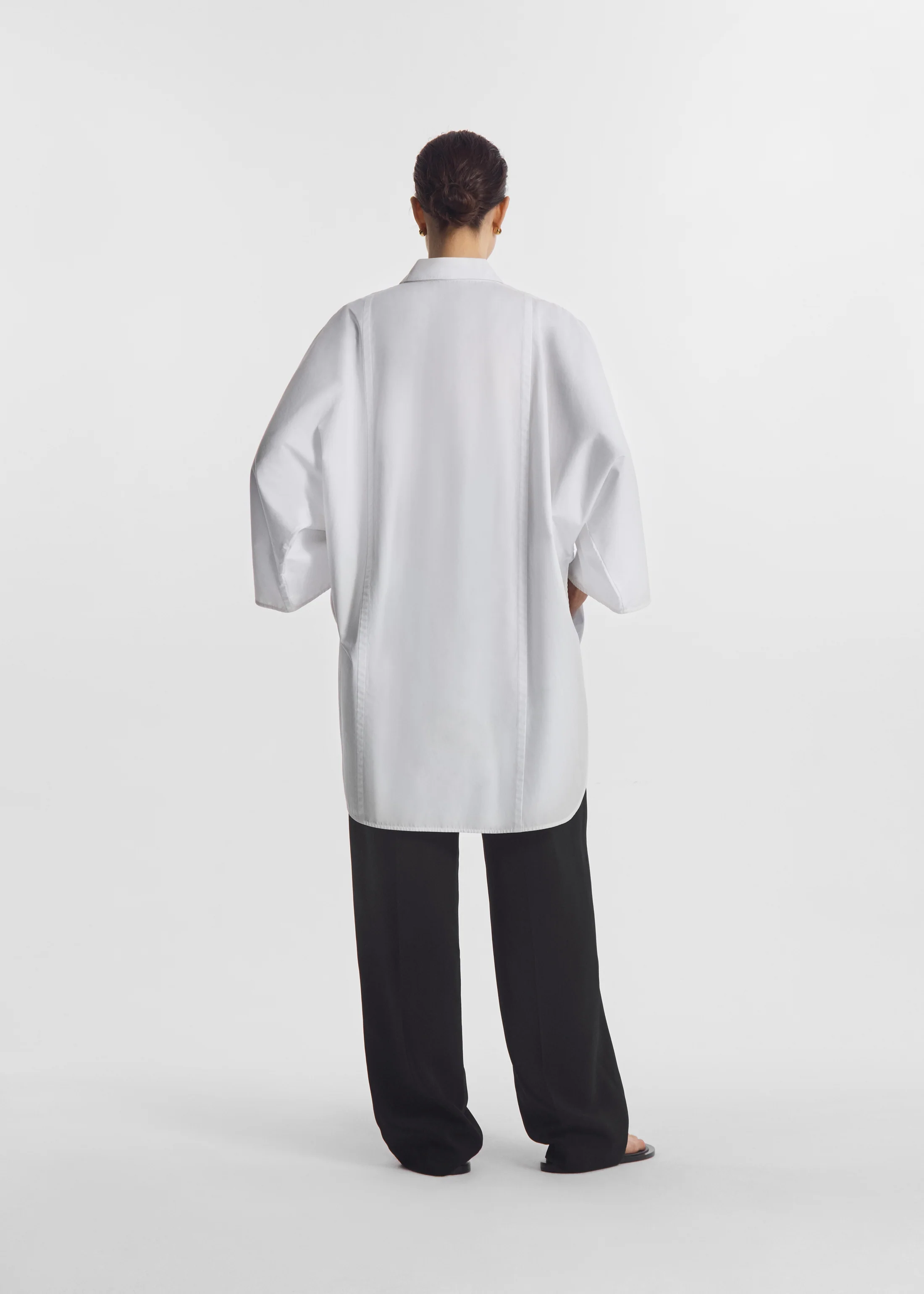 Long Tunic Top in Cotton Poplin - White - Image 4
