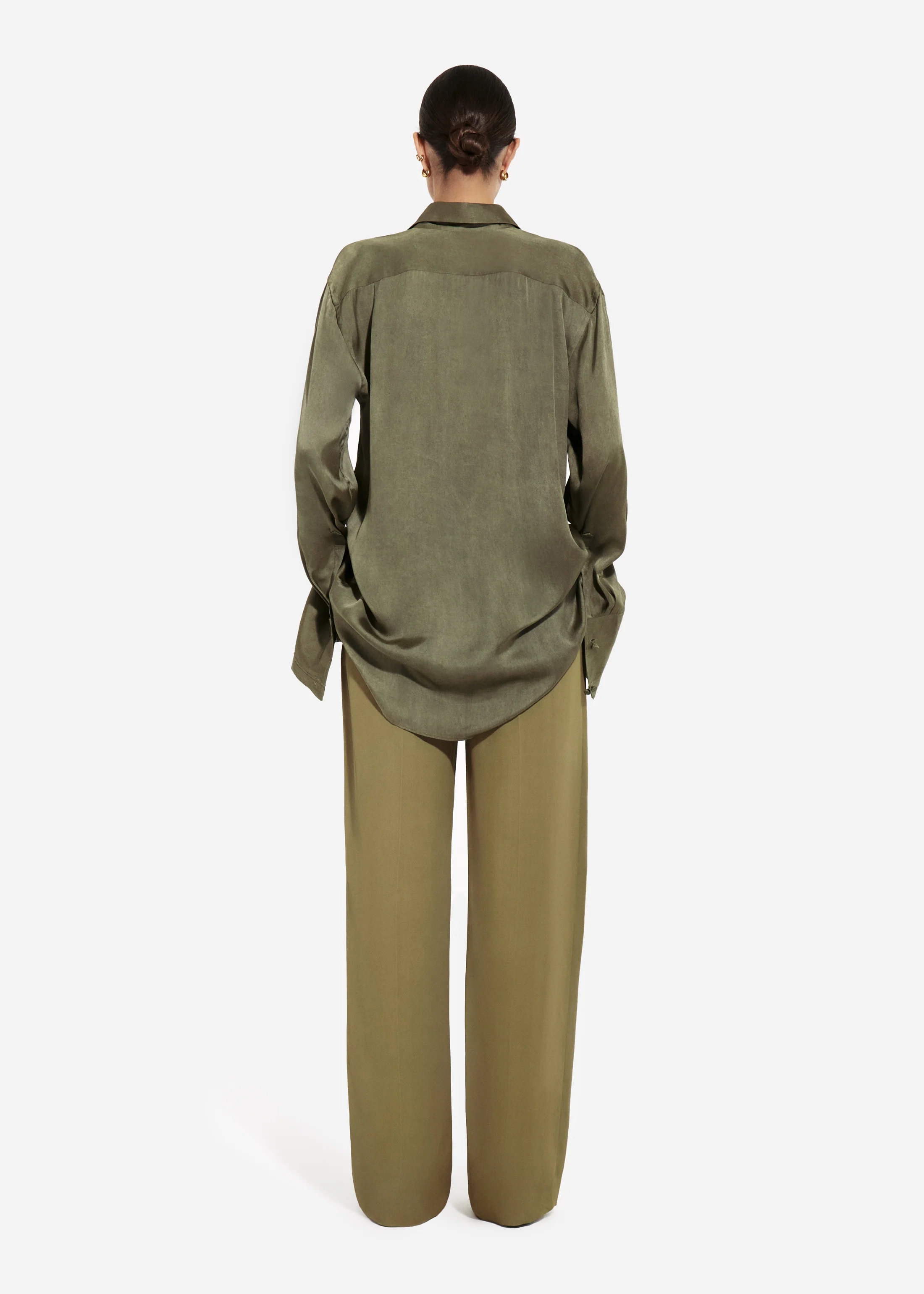 Mens Collared Shirt in Viscose - Jade - Image 3