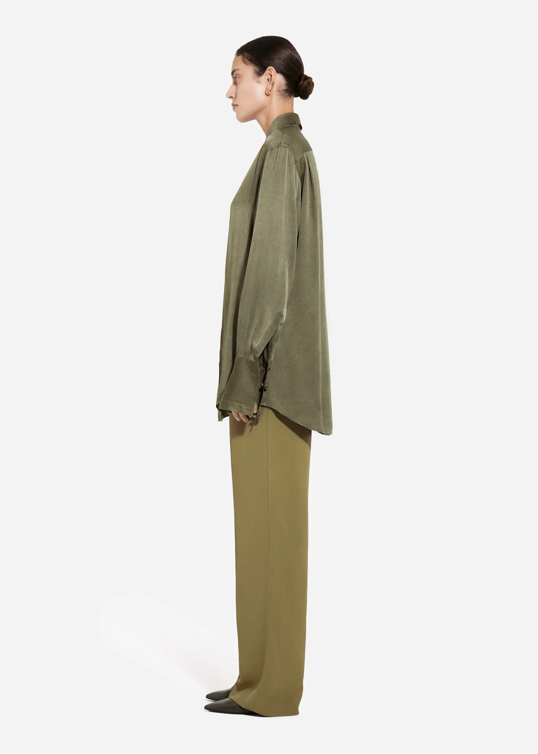 Mens Collared Shirt in Viscose - Jade - Image 4
