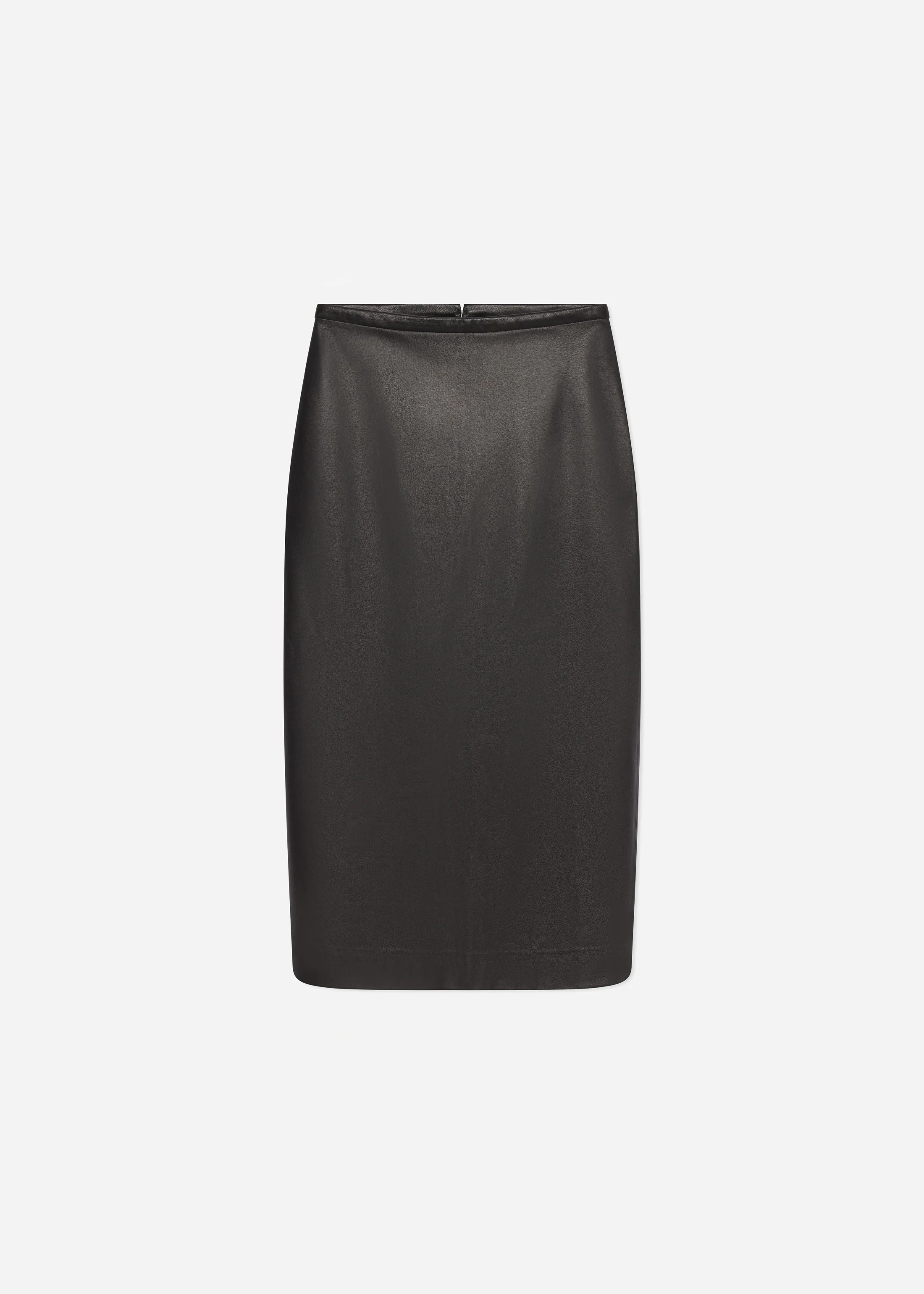 Midi Pencil Skirt in Leather - Chocolate - Image 4
