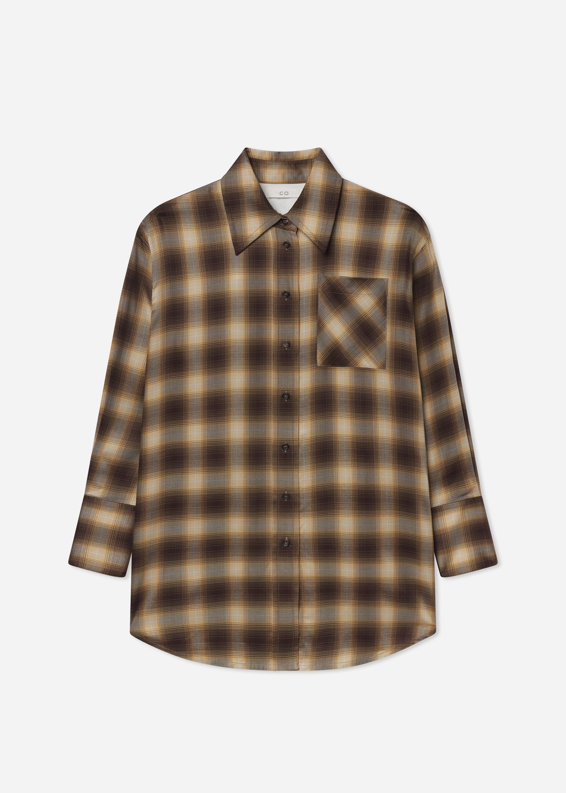 Oversized Shirt in Tencel Plaid - Brown Multi - Image 3