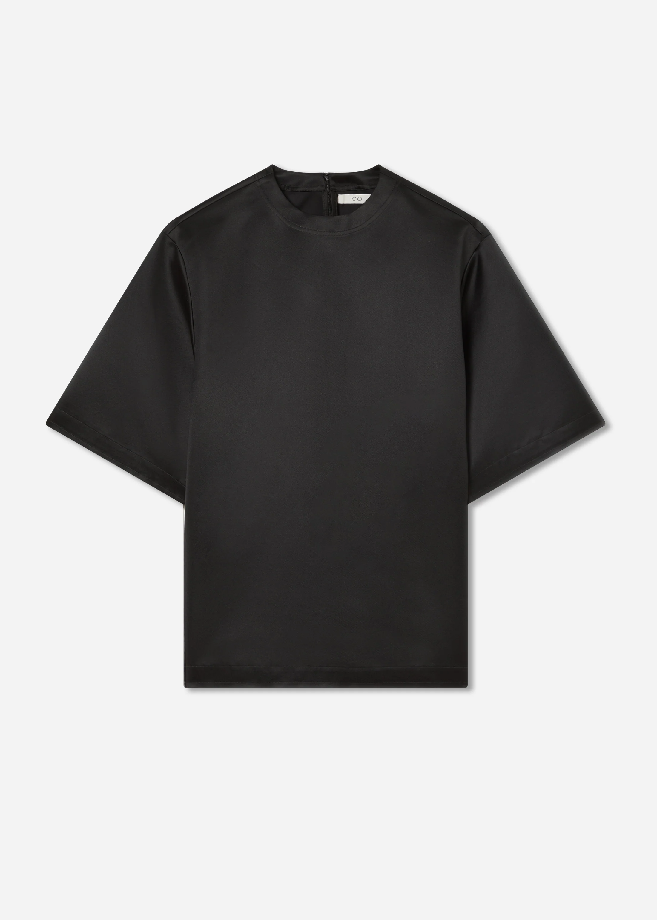 Oversized Shirt in Duchess Satin - Black - Image 4