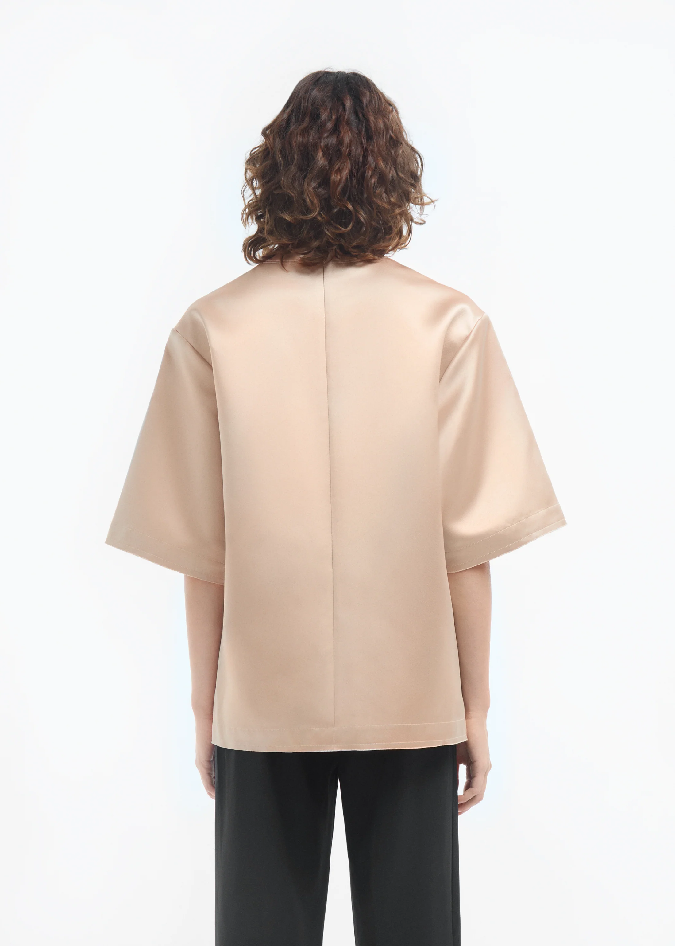Oversized Shirt in Duchess Satin - Champagne - Image 3