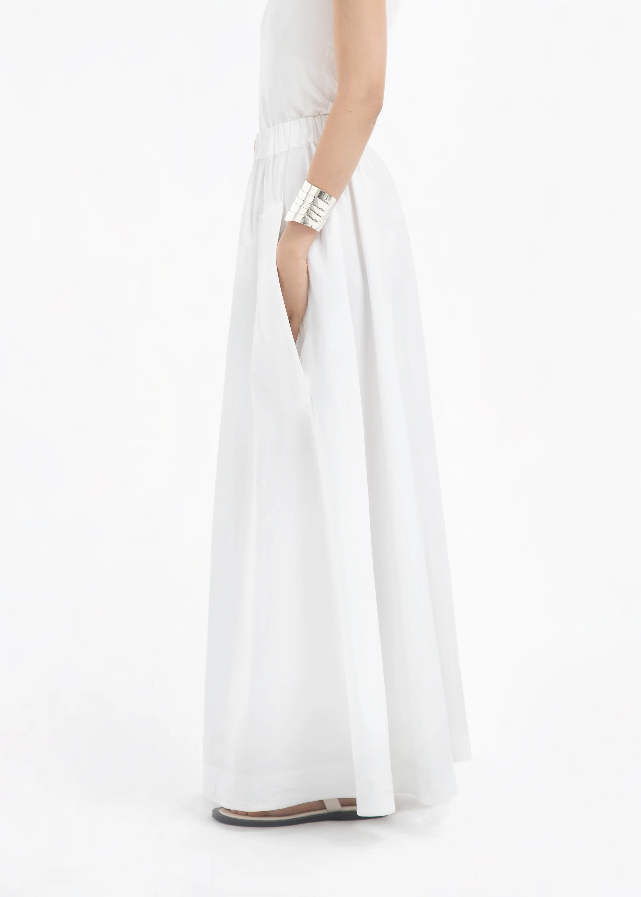 Parachute Skirt in Cotton Poplin - White - Image 3