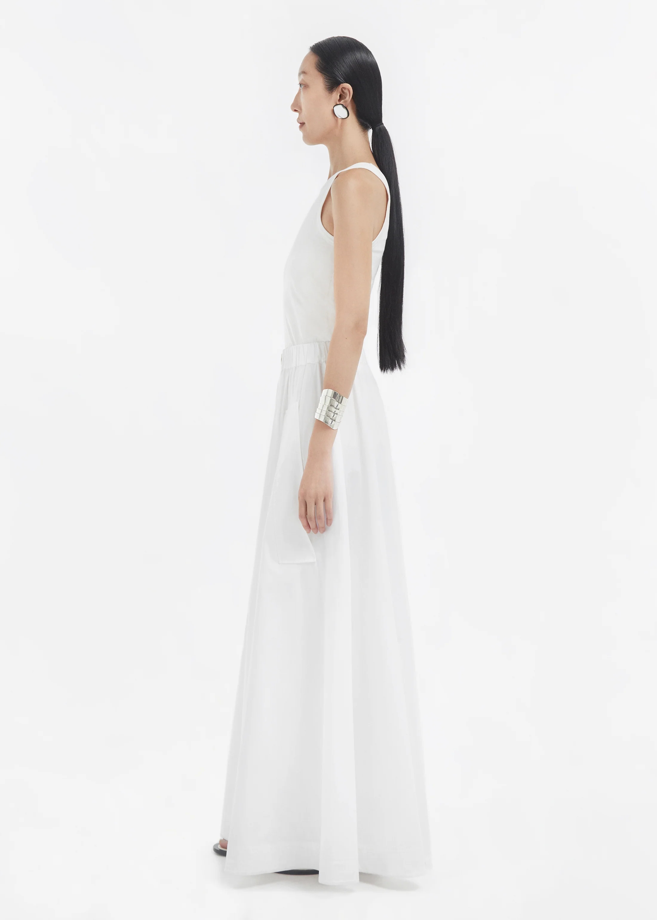 Parachute Skirt in Cotton Poplin - White - Image 5