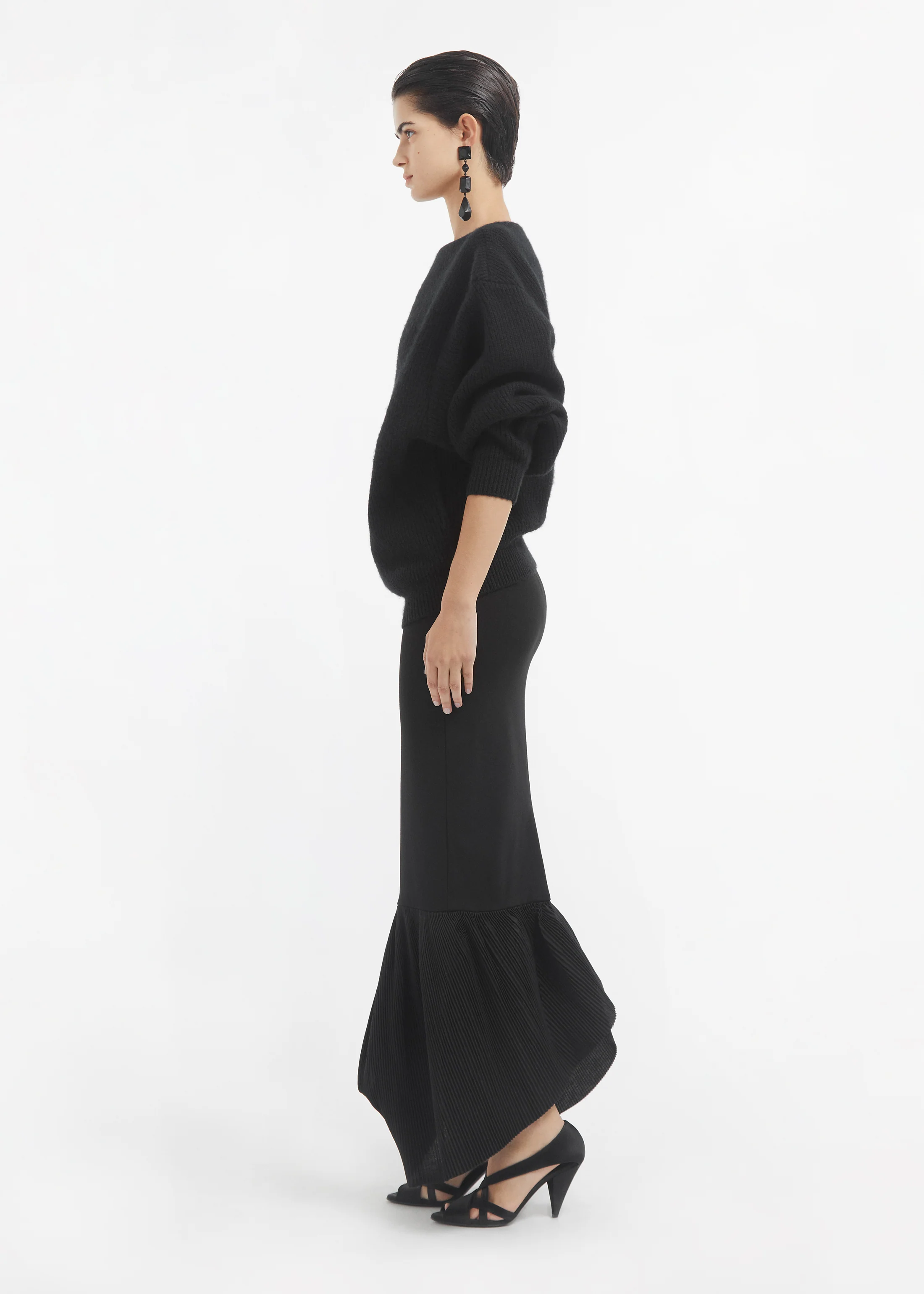 Peplum Skirt in Jersey - Black - Image 3