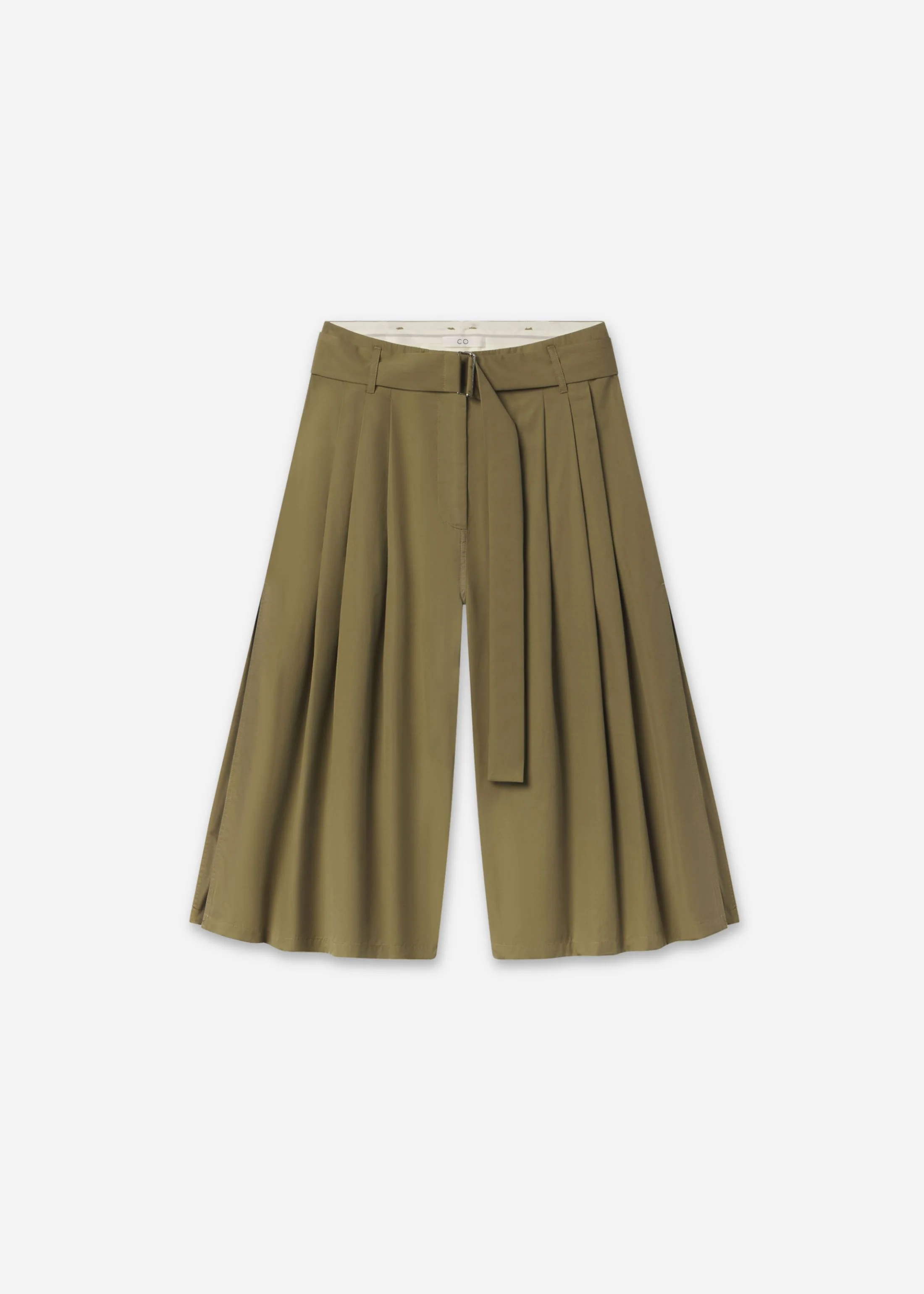 Pleated Culotte in Cotton Poplin - Aloe - Image 4