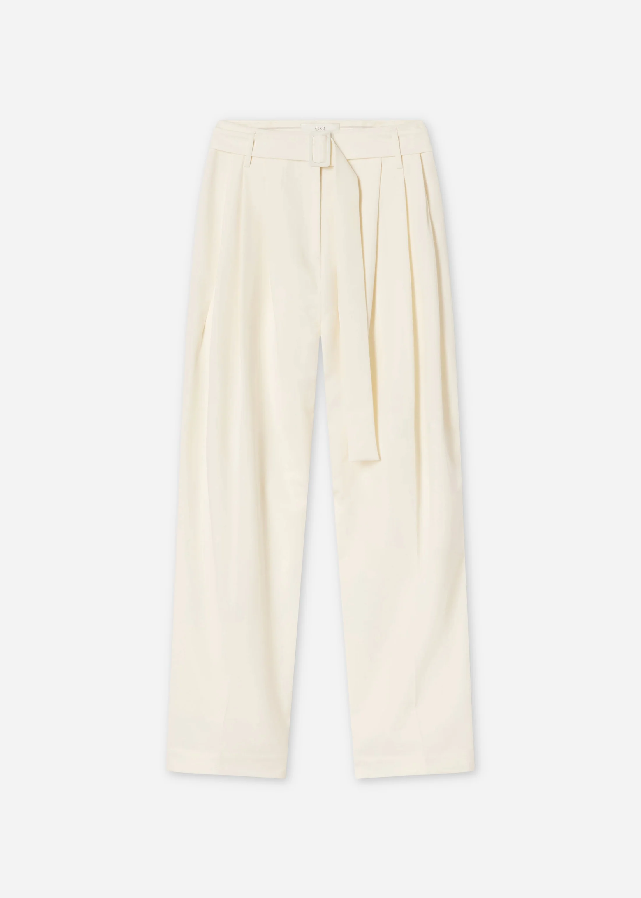 Belted Pleated Pant in Cotton - Milk - Image 5