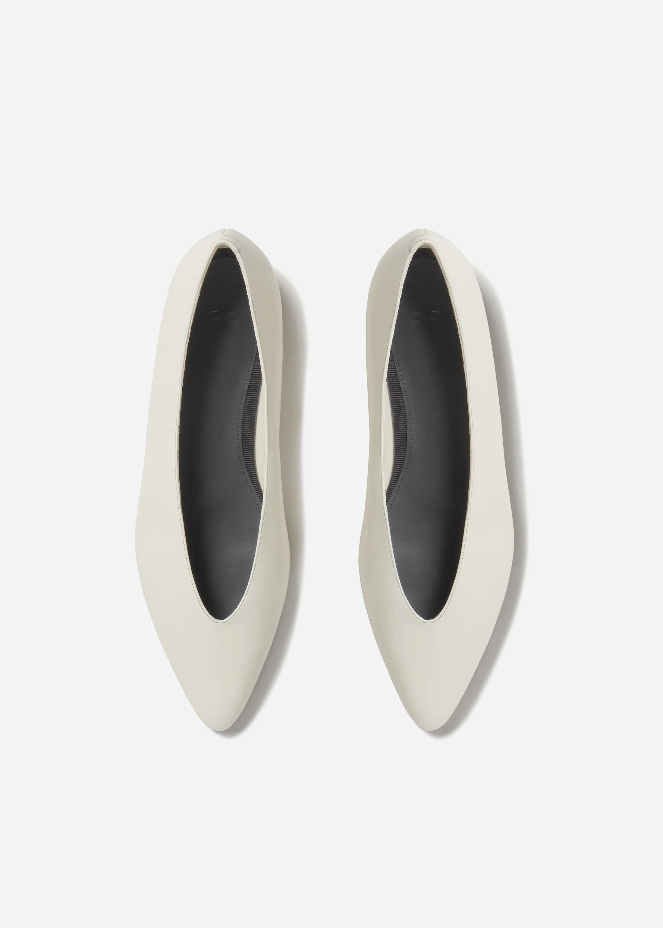 Pointed Ballerina Leather Flat in Ivory - Image 4
