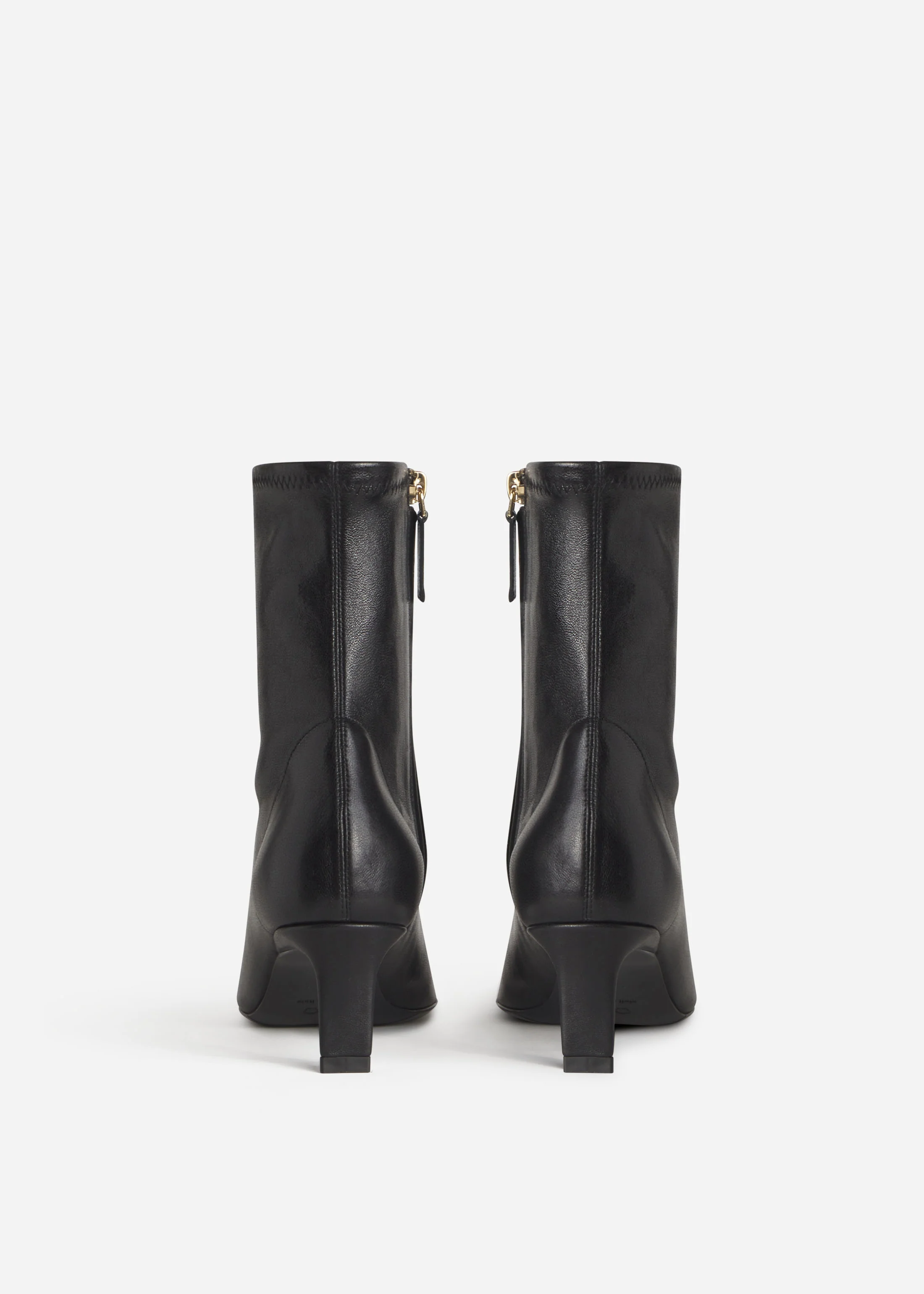 Pointed Heel Bootie in Stretch Leather - Black - Image 3