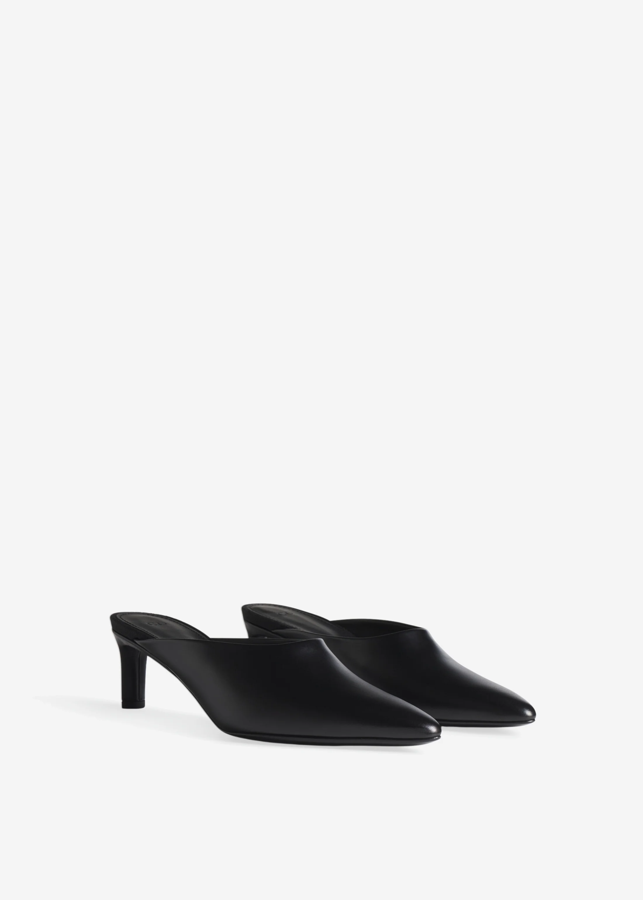 Pointed Toe Mule in Calf Skin Leather - Black - Image 2