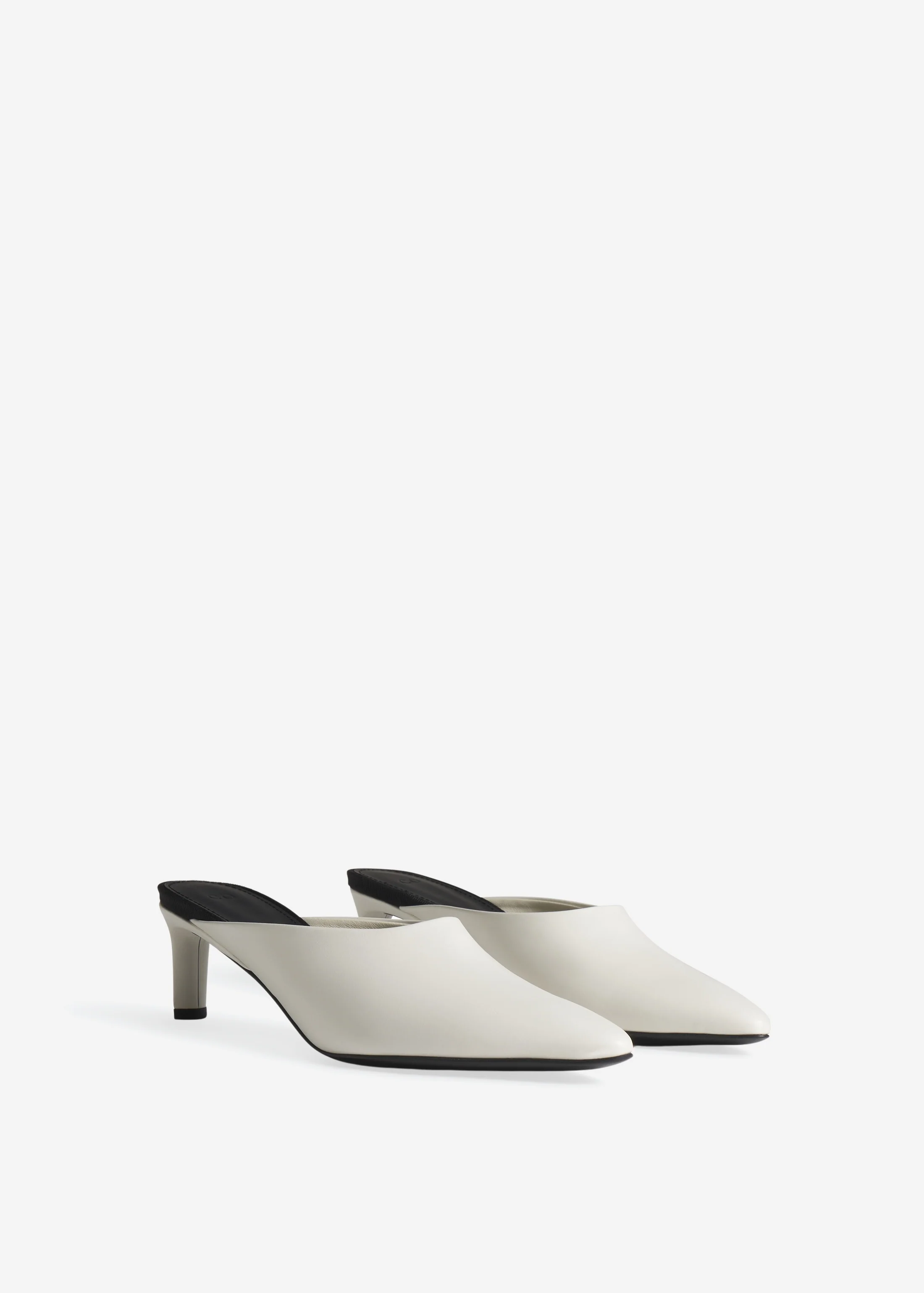 Pointed Toe Mule in Calf Skin Leather - Ivory - Image 2