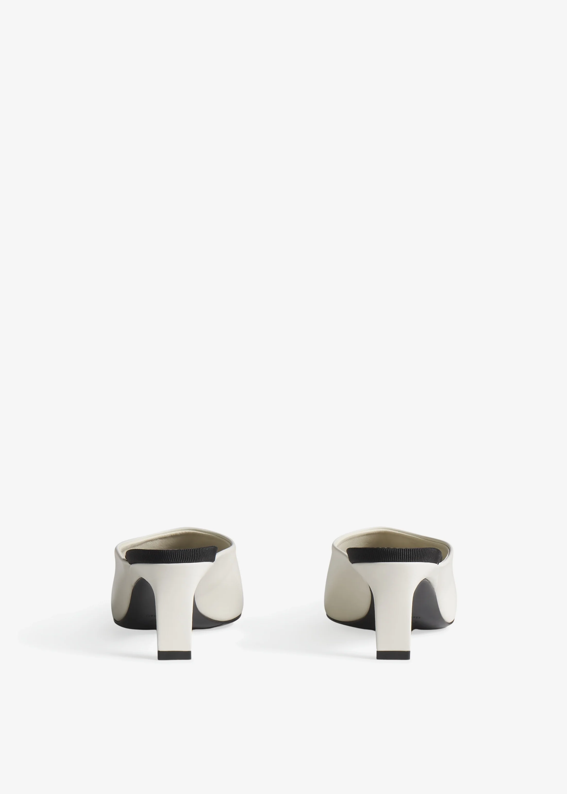 Pointed Toe Mule in Calf Skin Leather - Ivory - Image 3