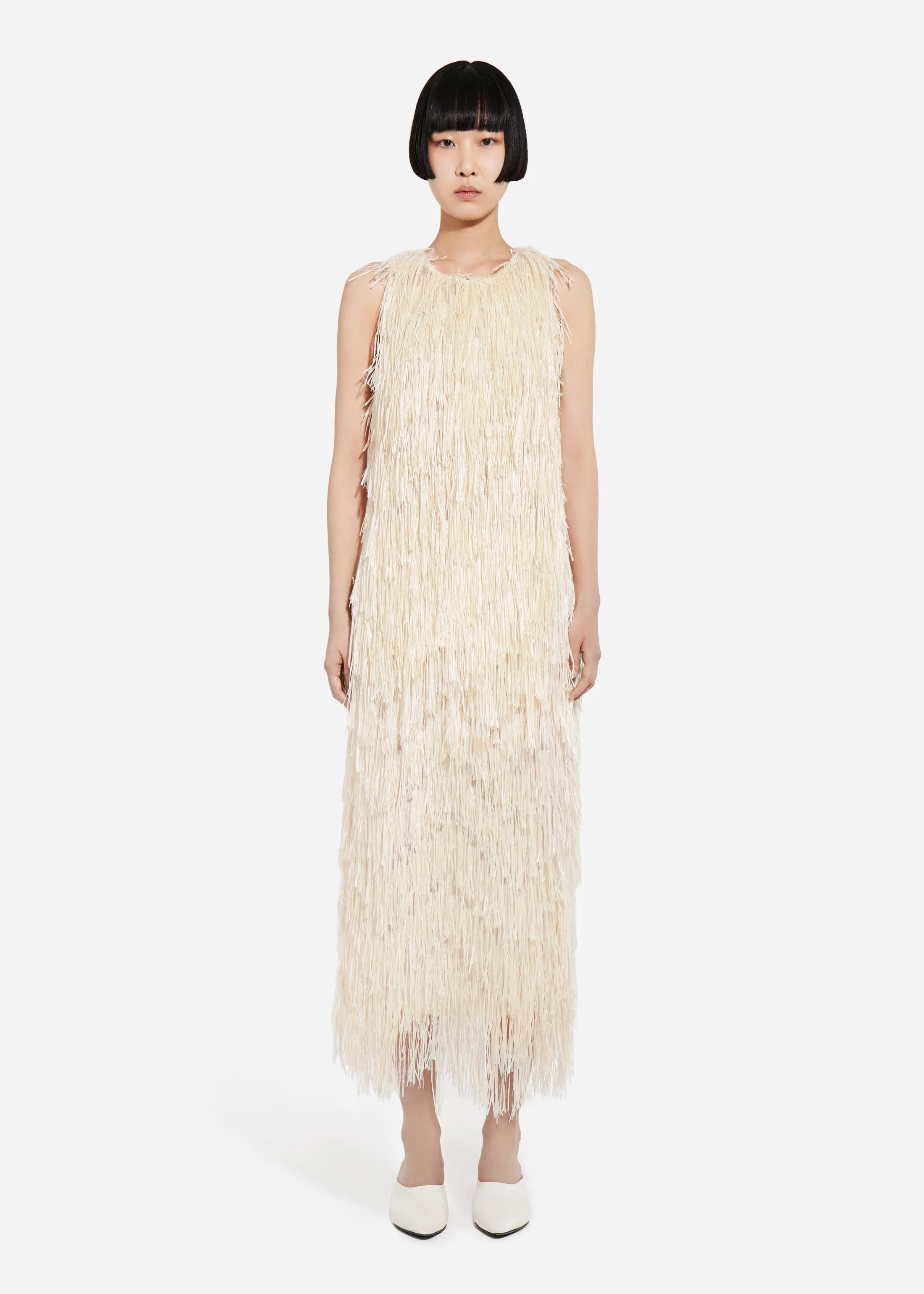 Racer Back Fringe Tank - Pearl - Image 4