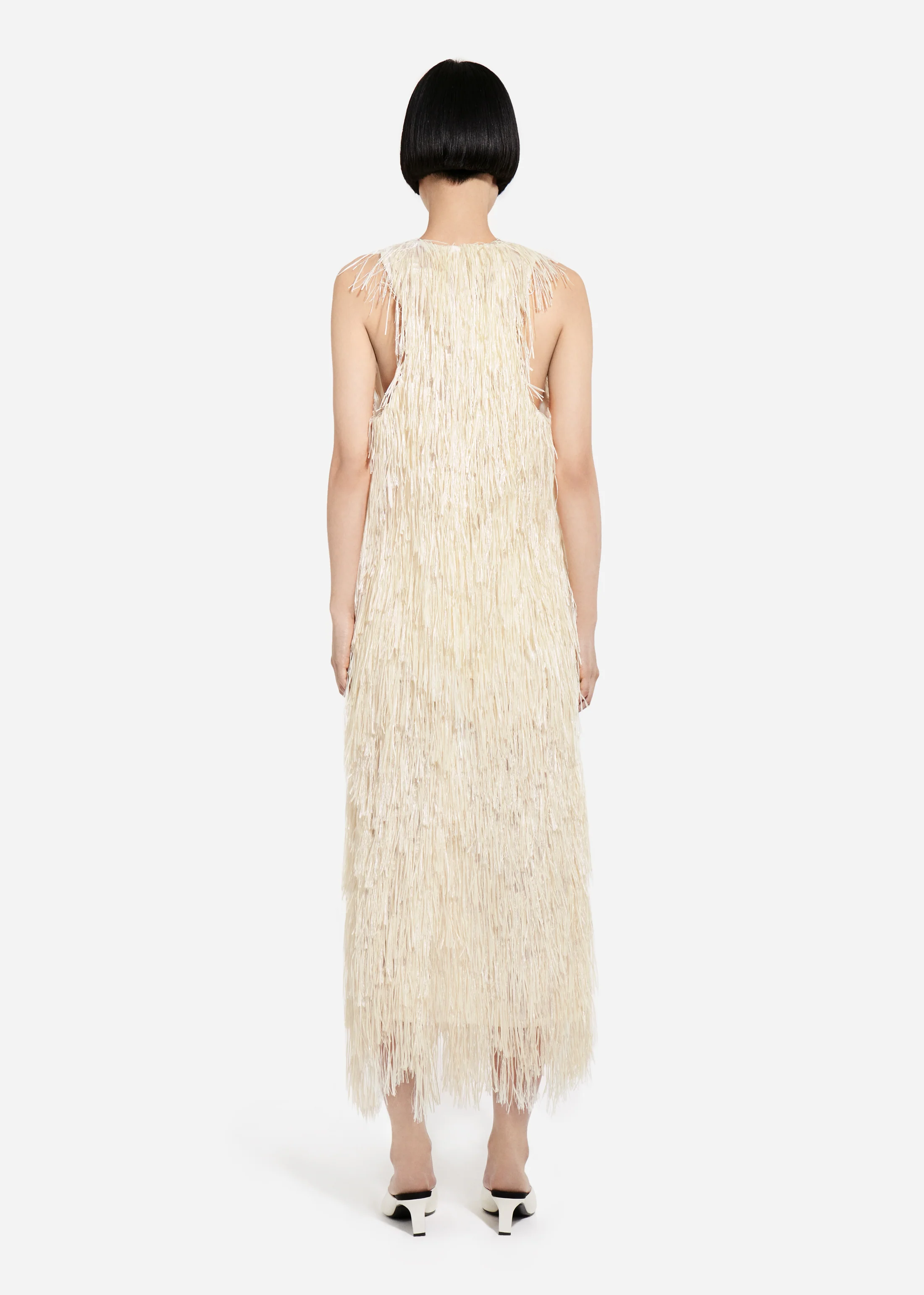 Racer Back Fringe Tank - Pearl - Image 5