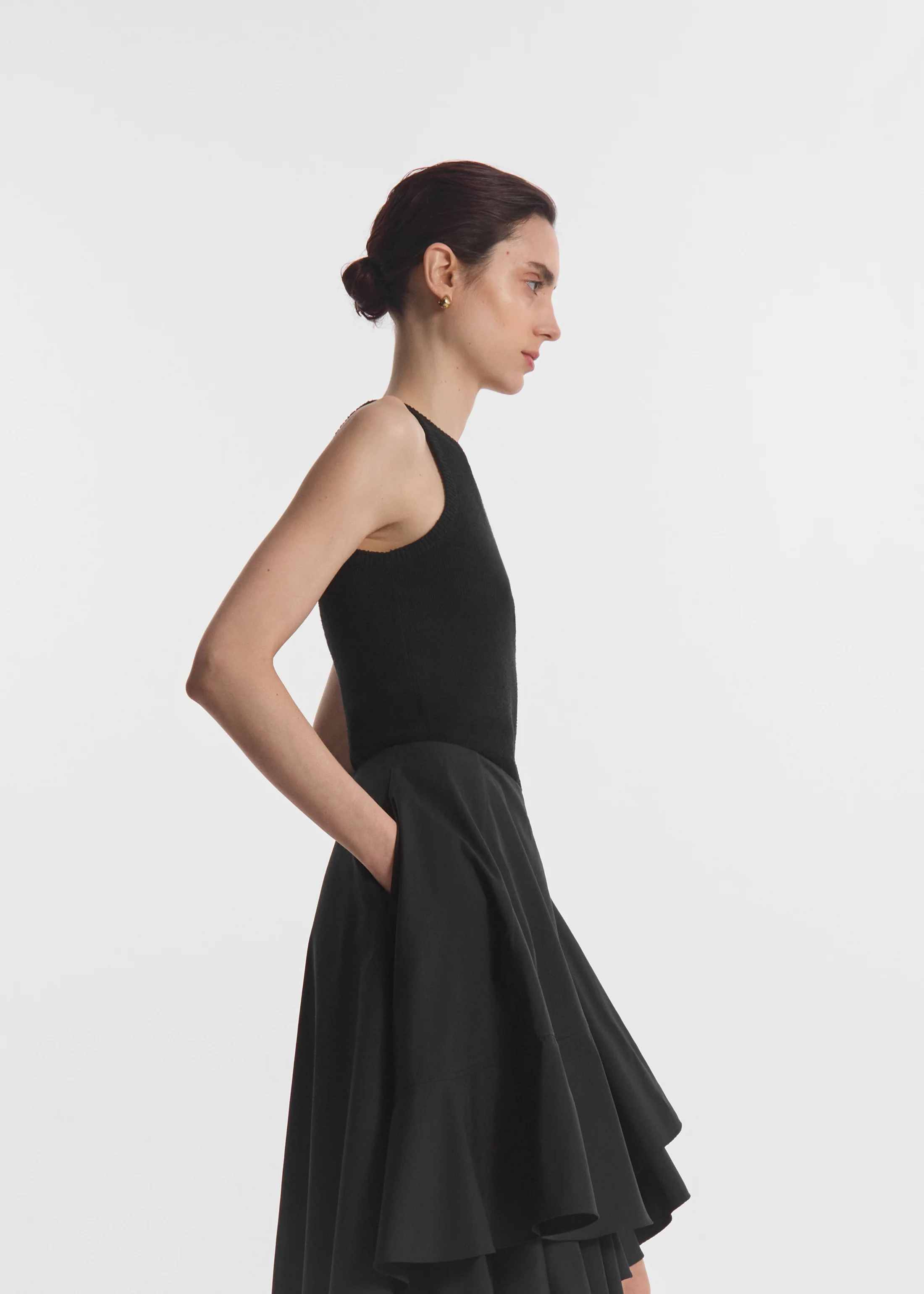 Racerback Tank in Silk Linen - Black - Image 3