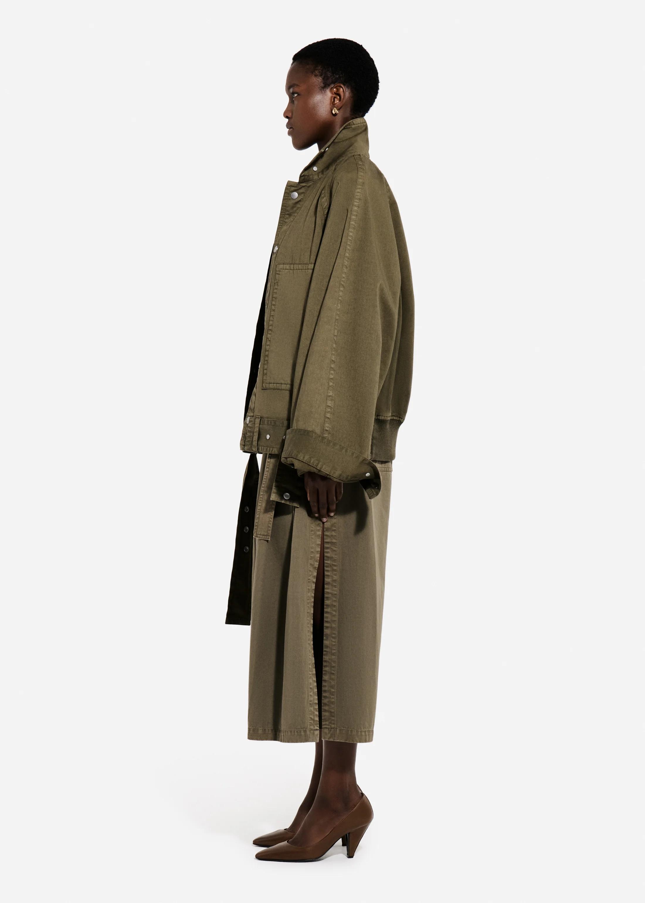 Raglan Workwear Bomber in Cotton - Avocado - Image 3