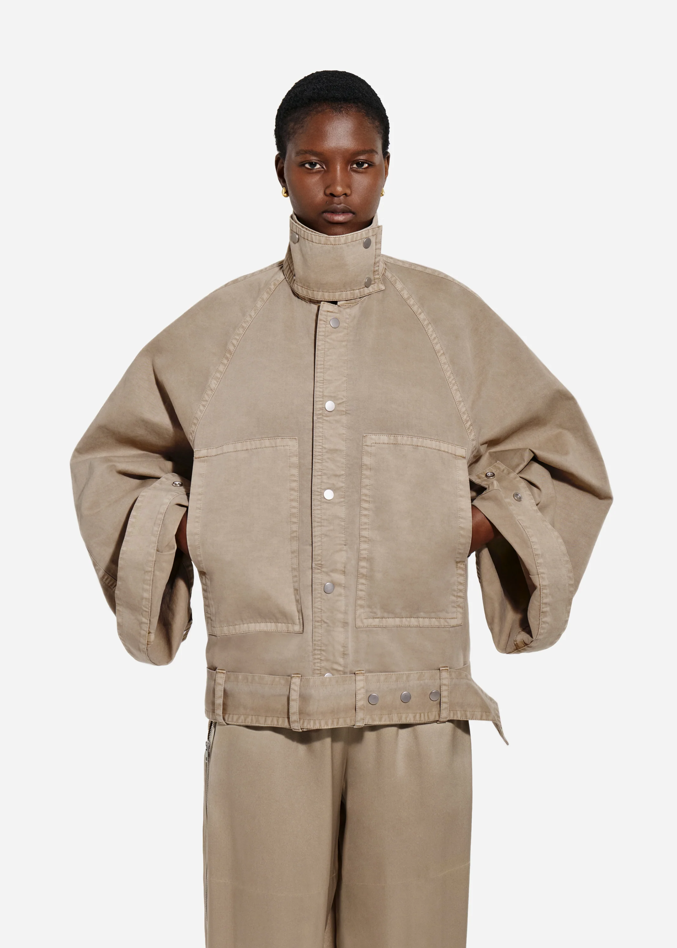 Raglan Workwear Bomber in Cotton - Chestnut