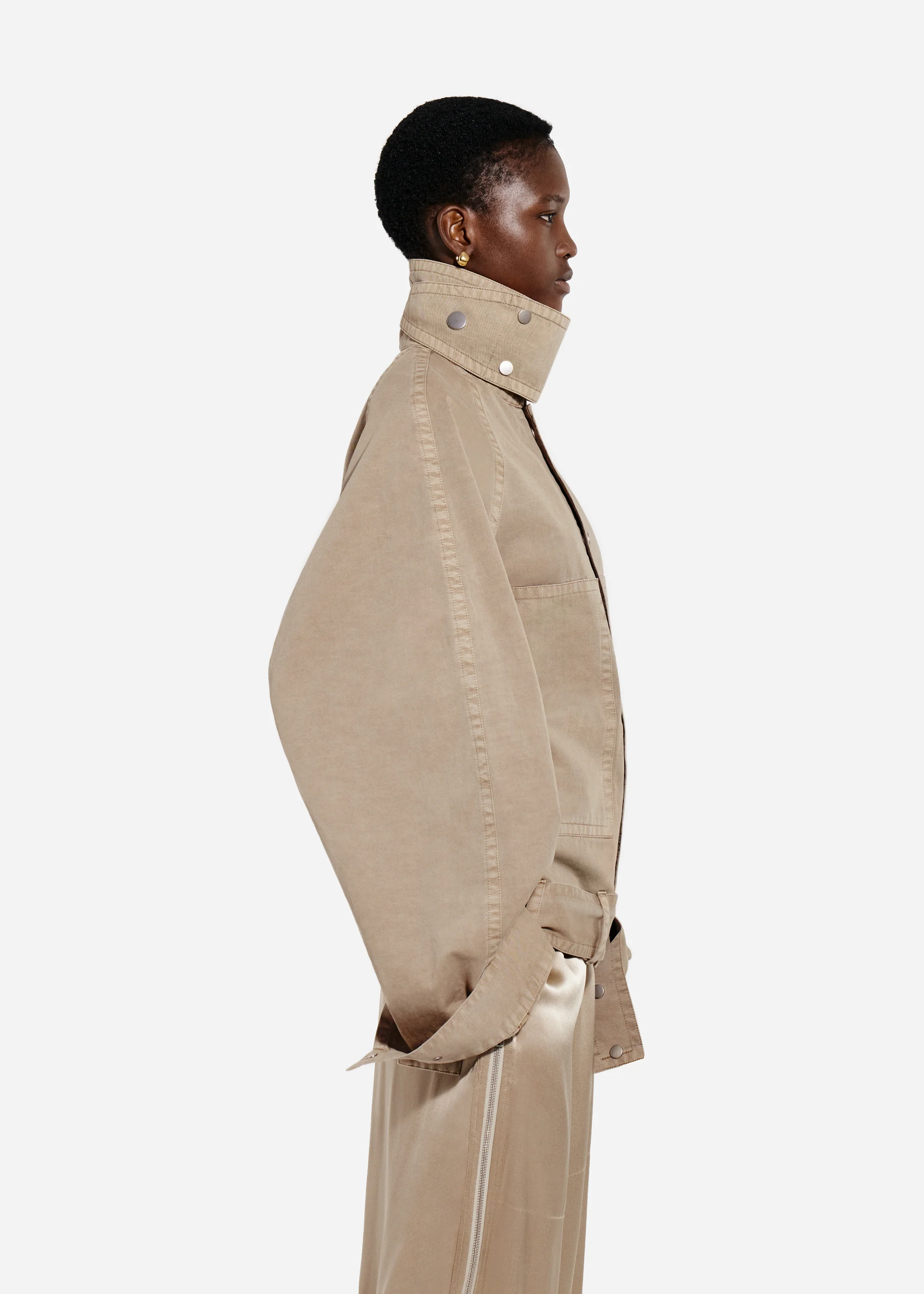 Raglan Workwear Bomber in Cotton - Chestnut - Image 3