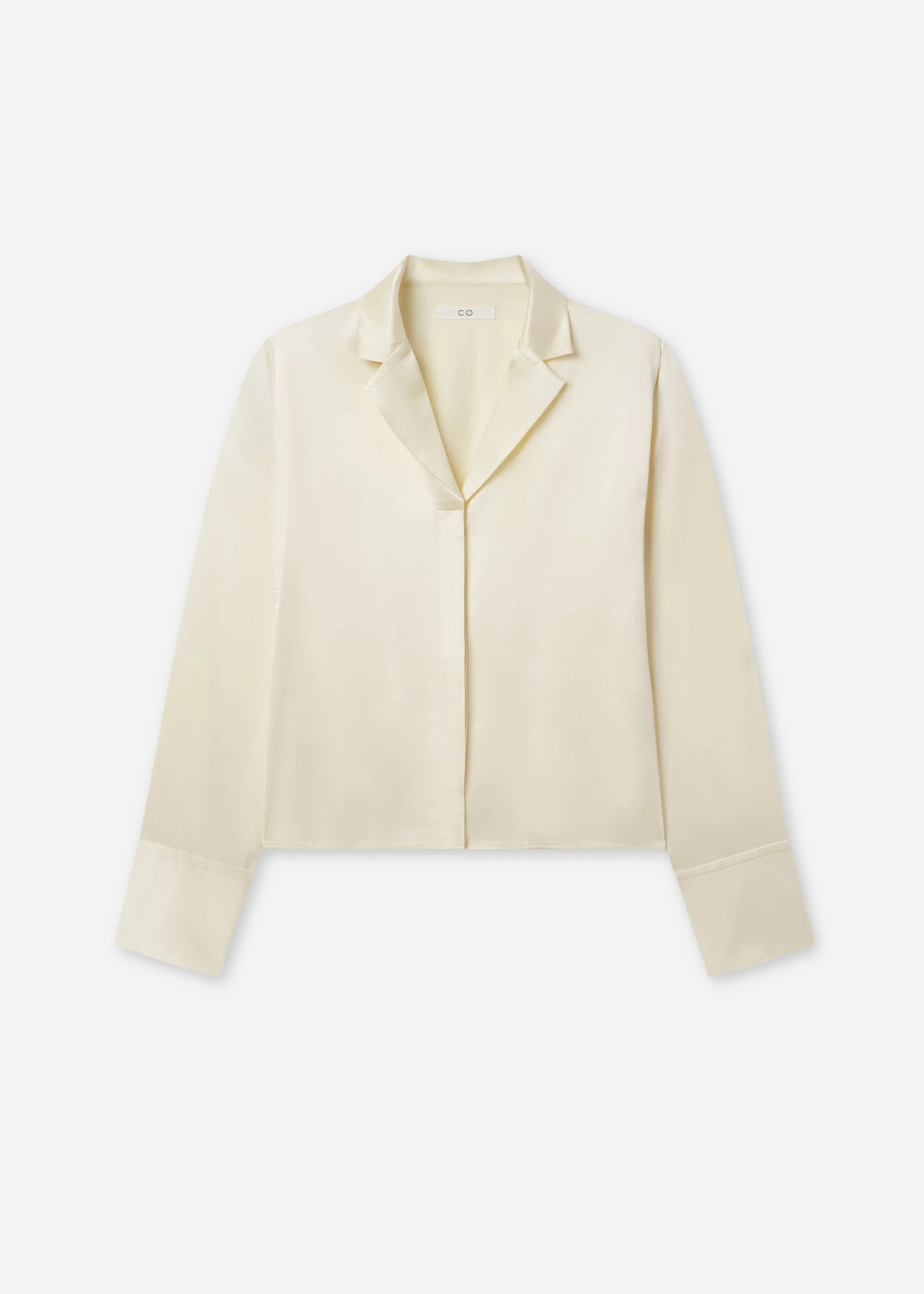 Relaxed Button Down Shirt in Silk Charmeuse - Pearl - Image 5