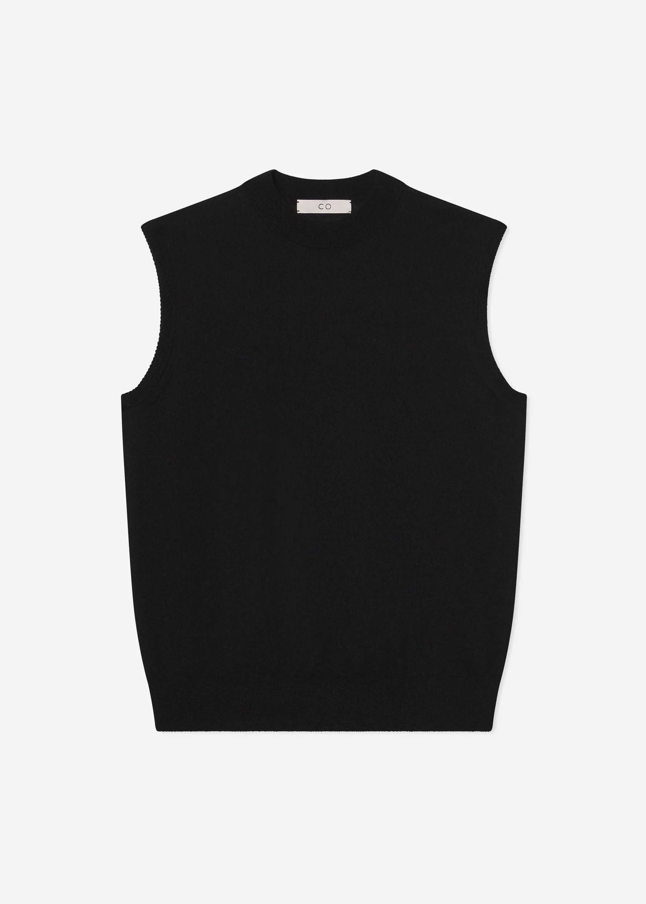 Shell Tank in Fine Cashmere - Black - Image 4
