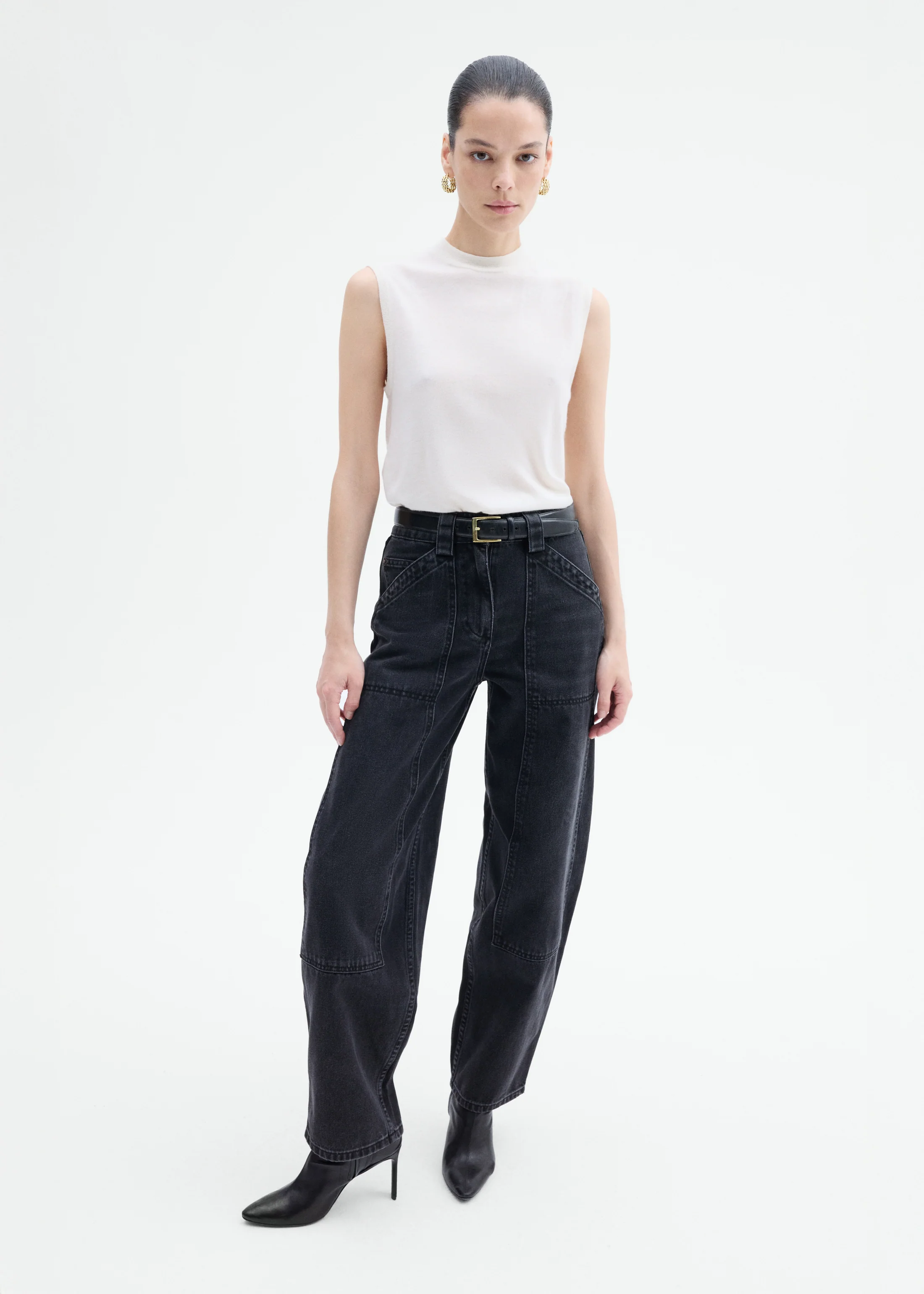 Shell Tank in Fine Cashmere - Ivory - Image 3