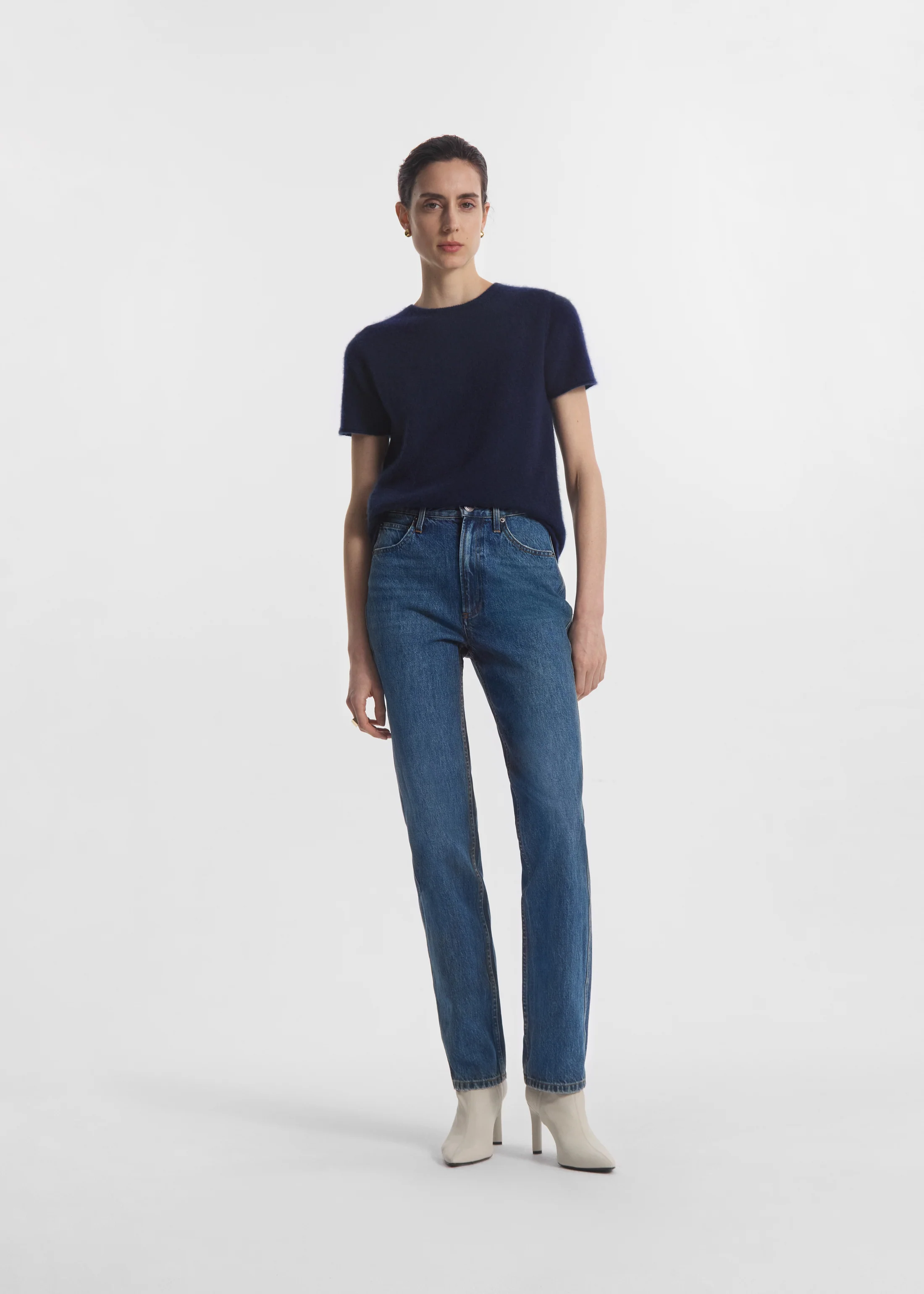 Short Sleeve T-Shirt in Cashmere Silk - Eclipse - Image 3