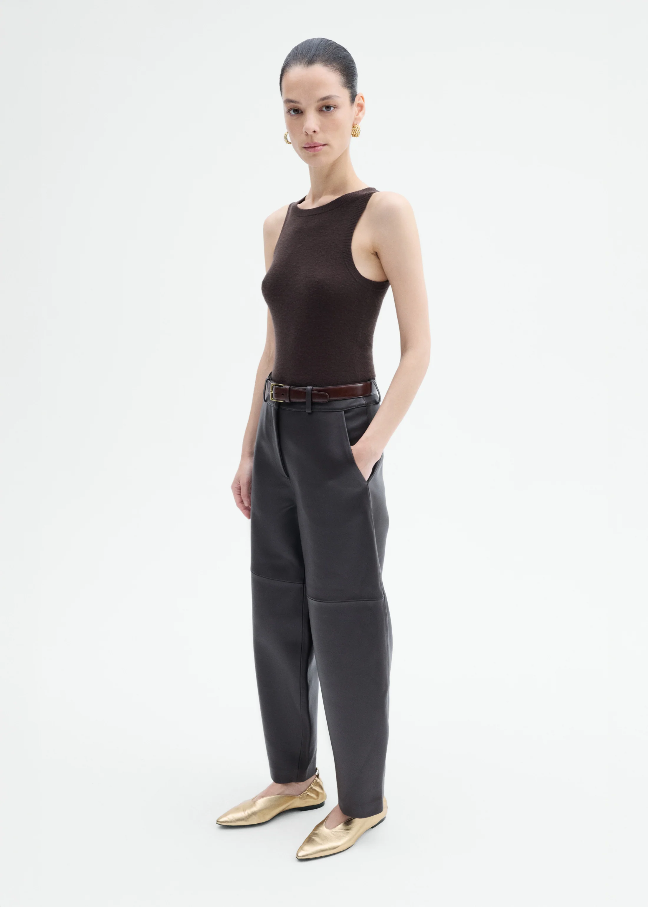 Tank Top in Fine Cashmere - Chocolate - Image 4
