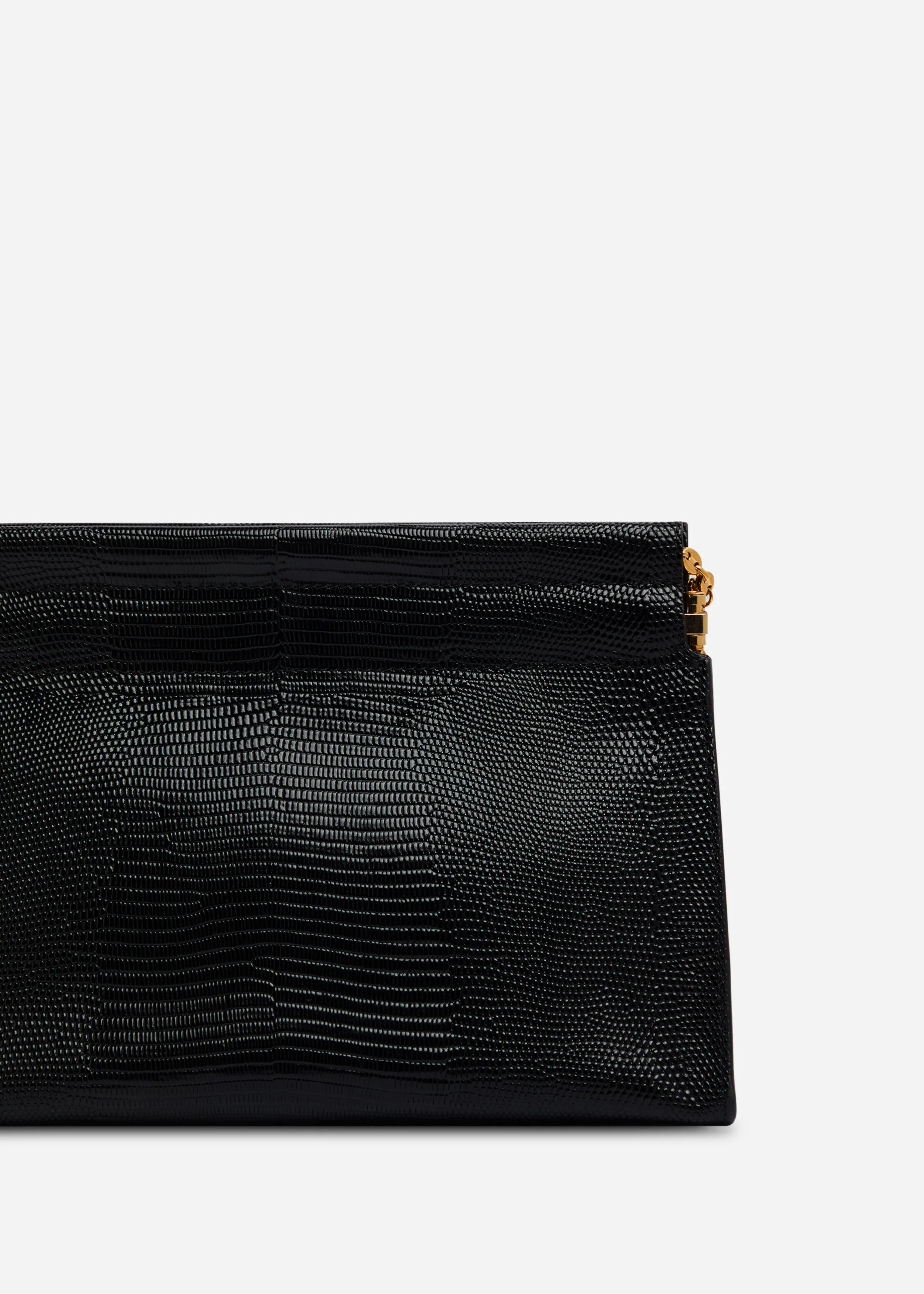 Small Leather Clutch with Chain - Black - Image 2