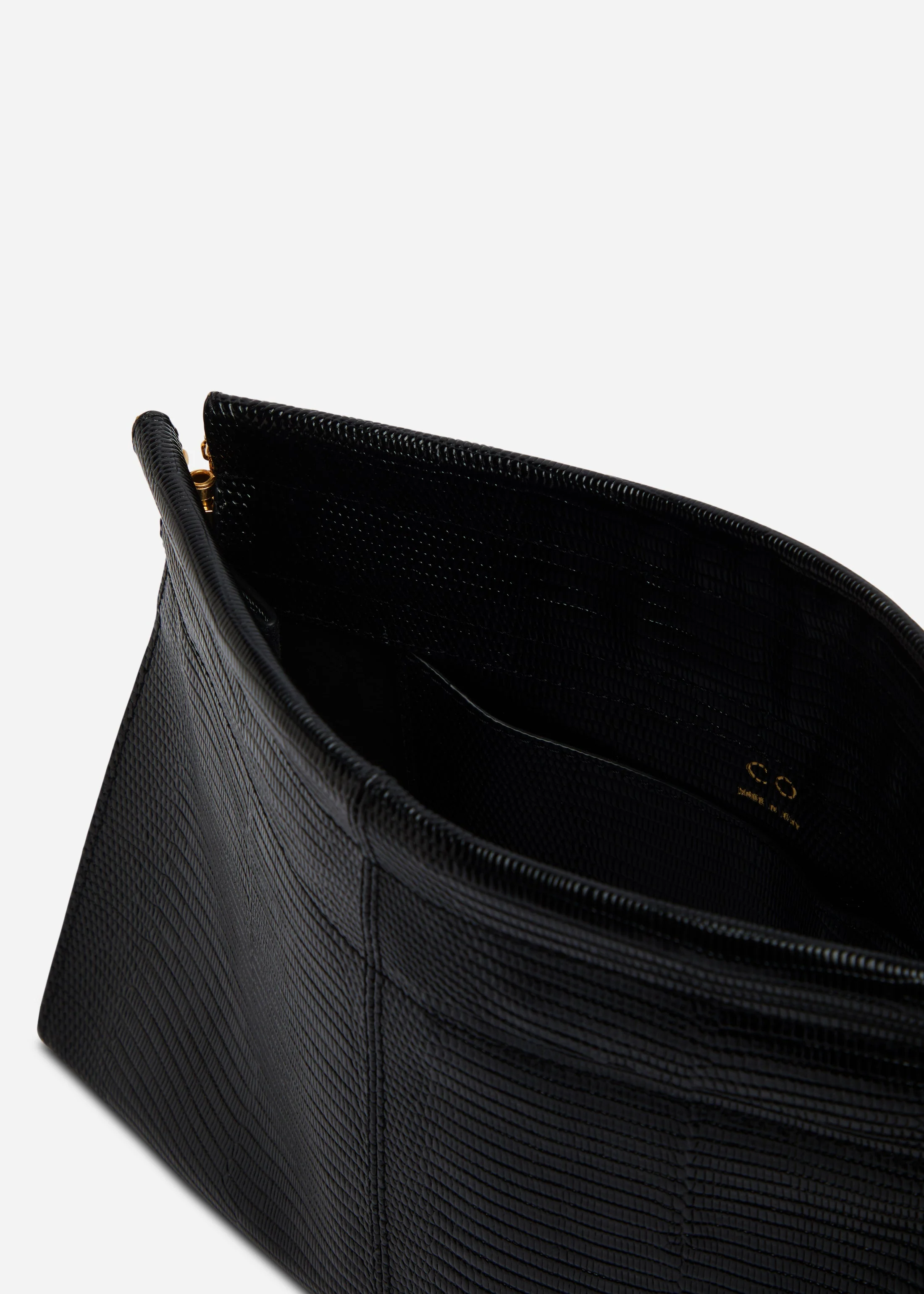 Small Leather Clutch with Chain - Black - Image 4