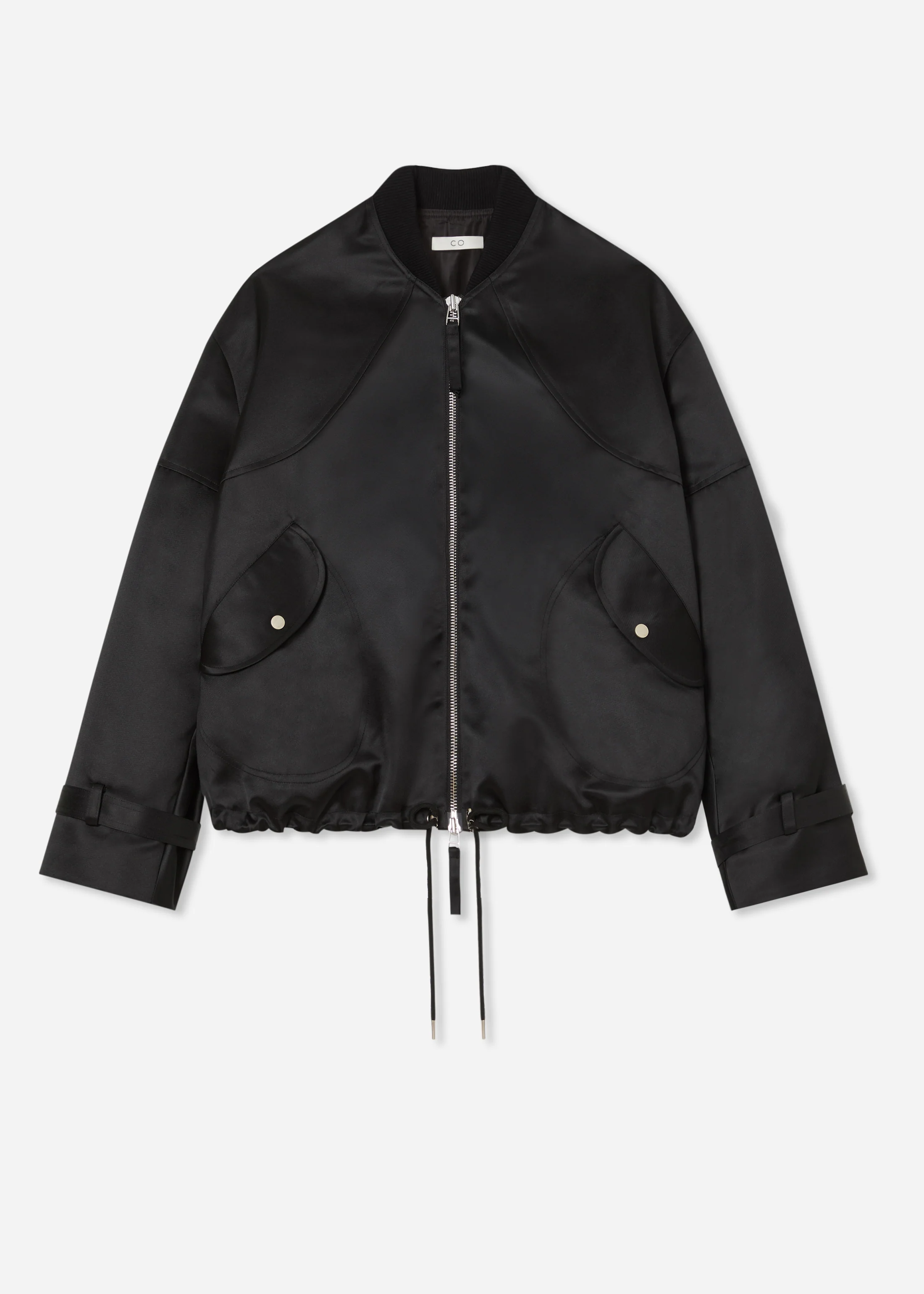 Sports Bomber in Duchess Satin - Black - Image 5