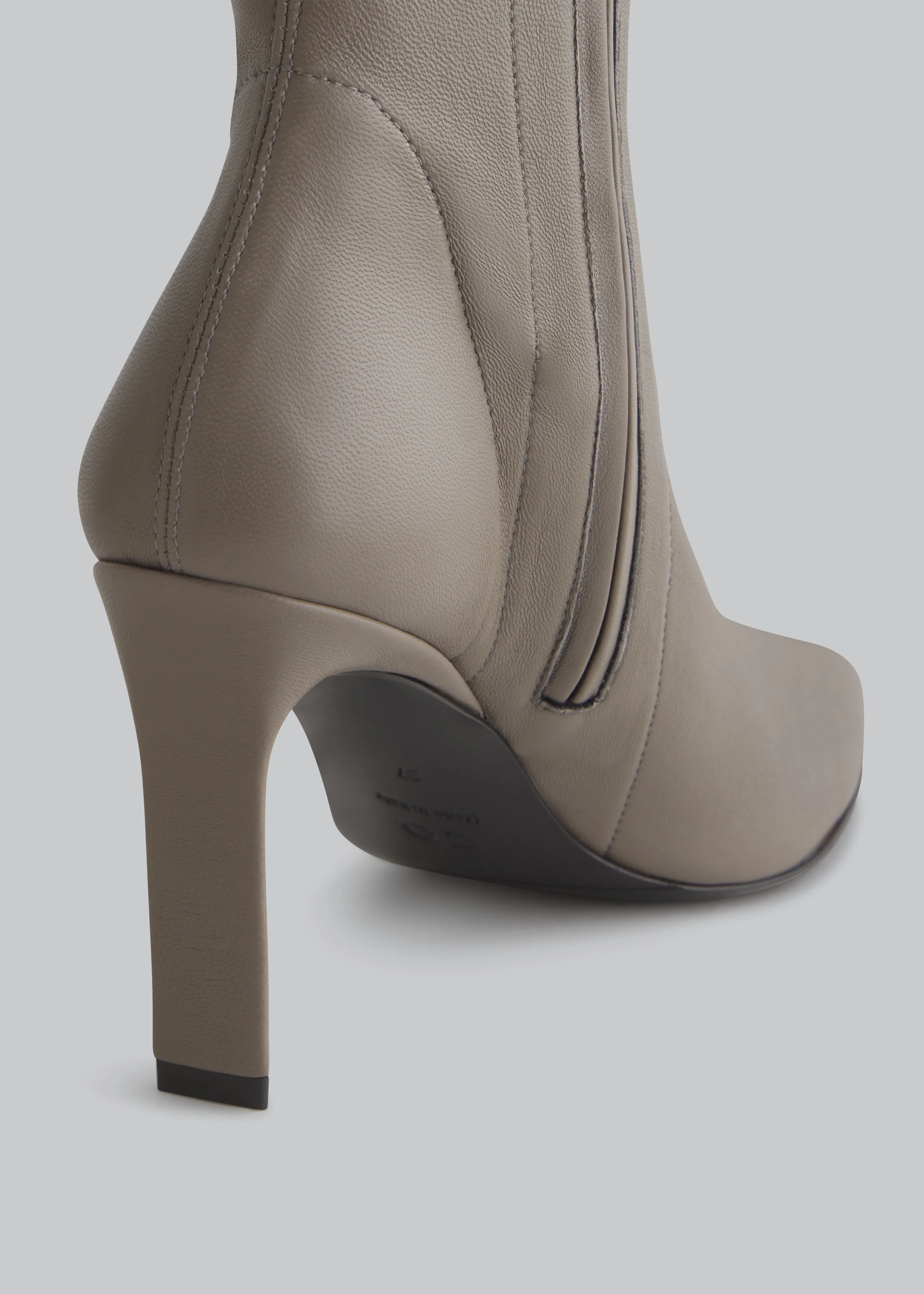 Pointed Stretch Leather Heel in Grey - Image 3