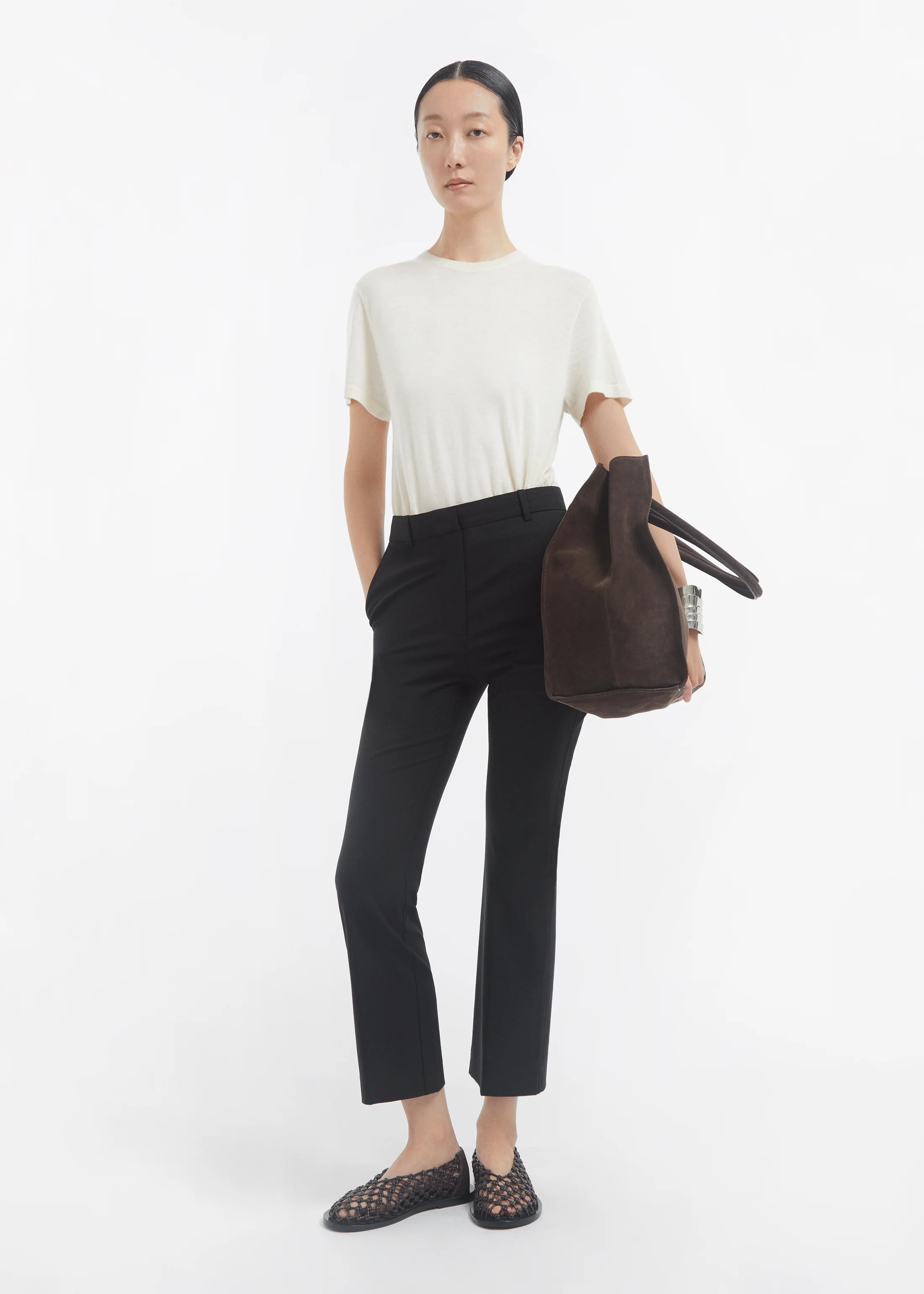 T-Shirt in Fine Cashmere - Ivory - Image 4