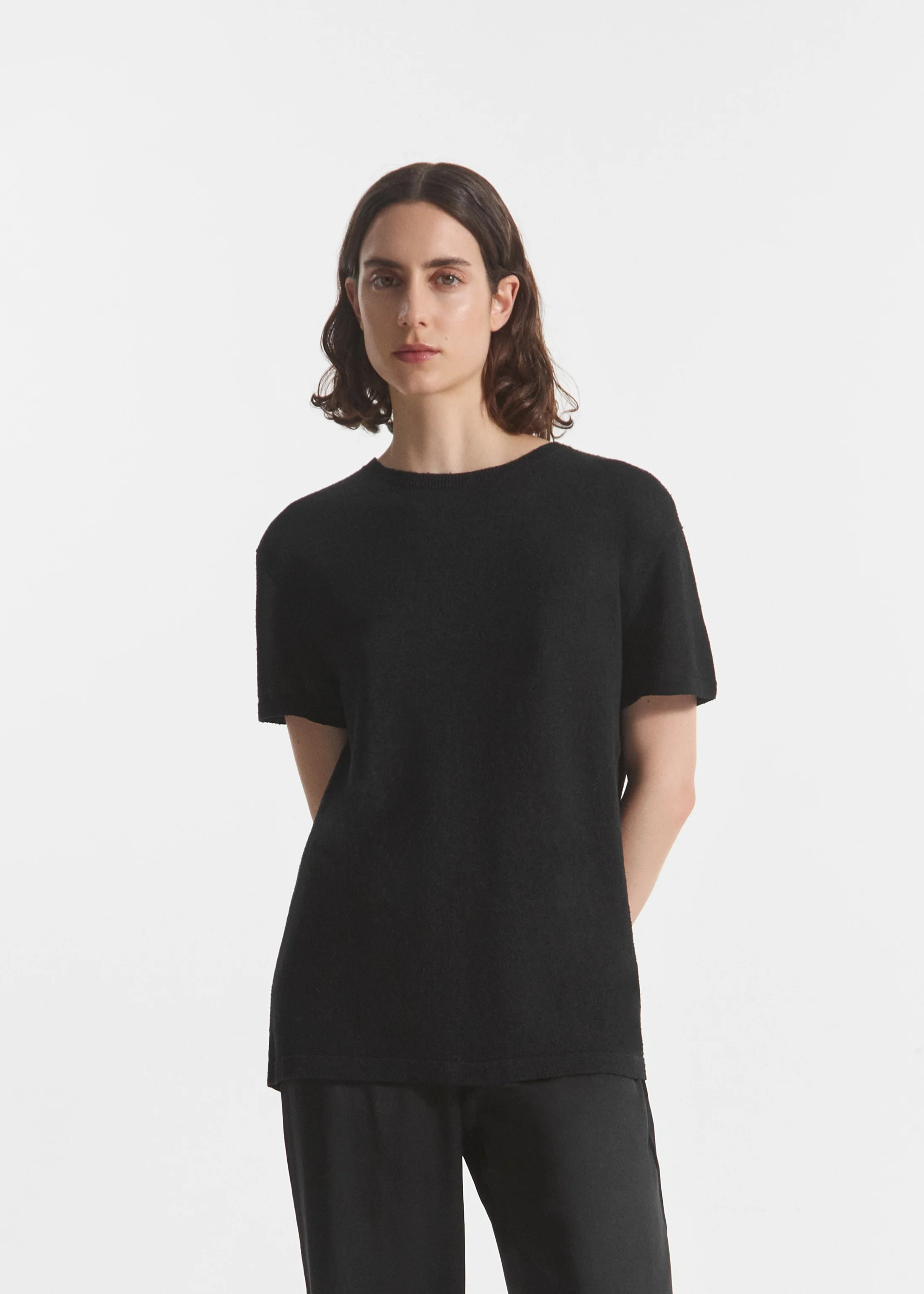 T-Shirt in Silk Linen - Black