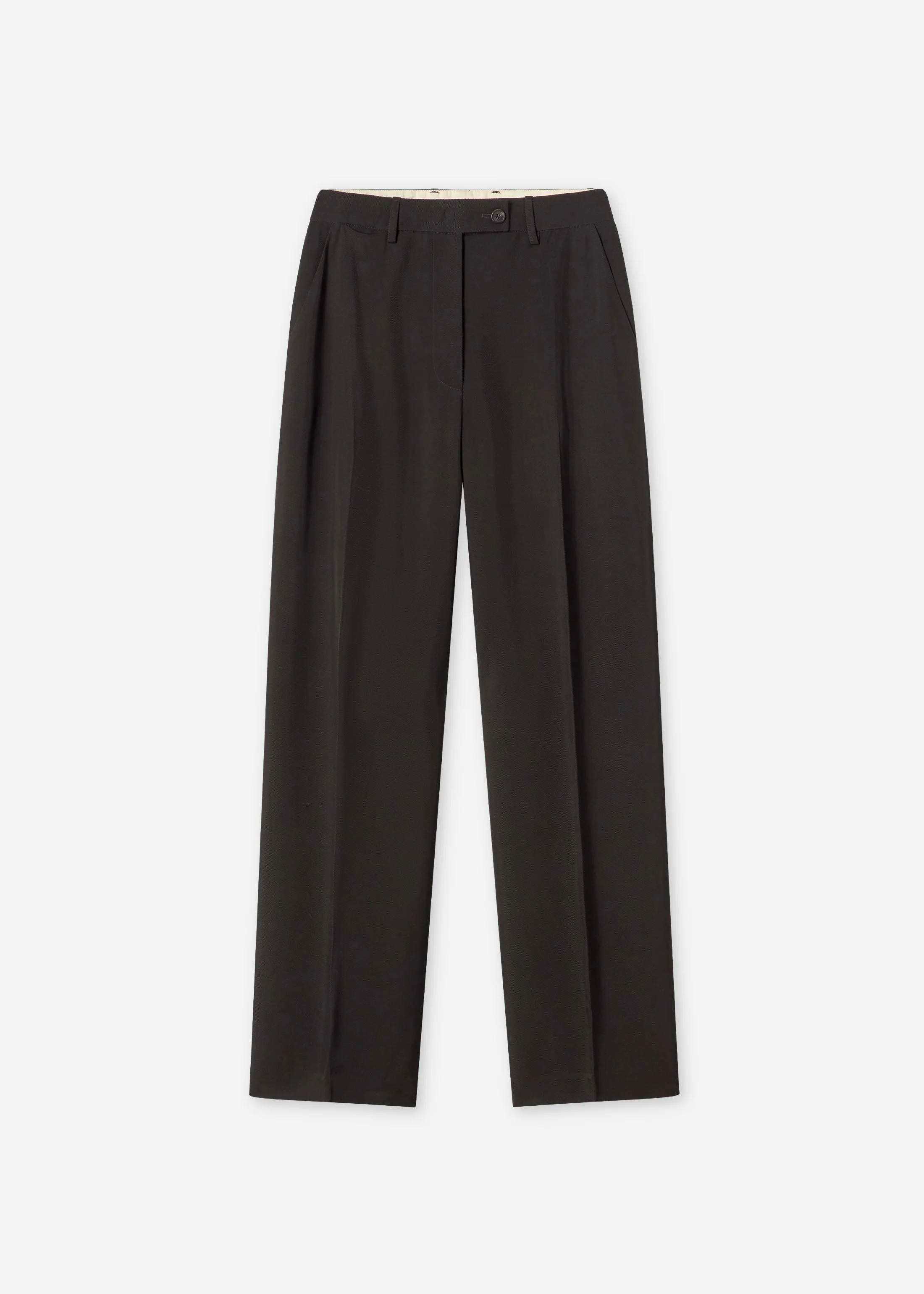 Tailored Straight-Leg Trouser in Viscose Twill - Black - Image 4
