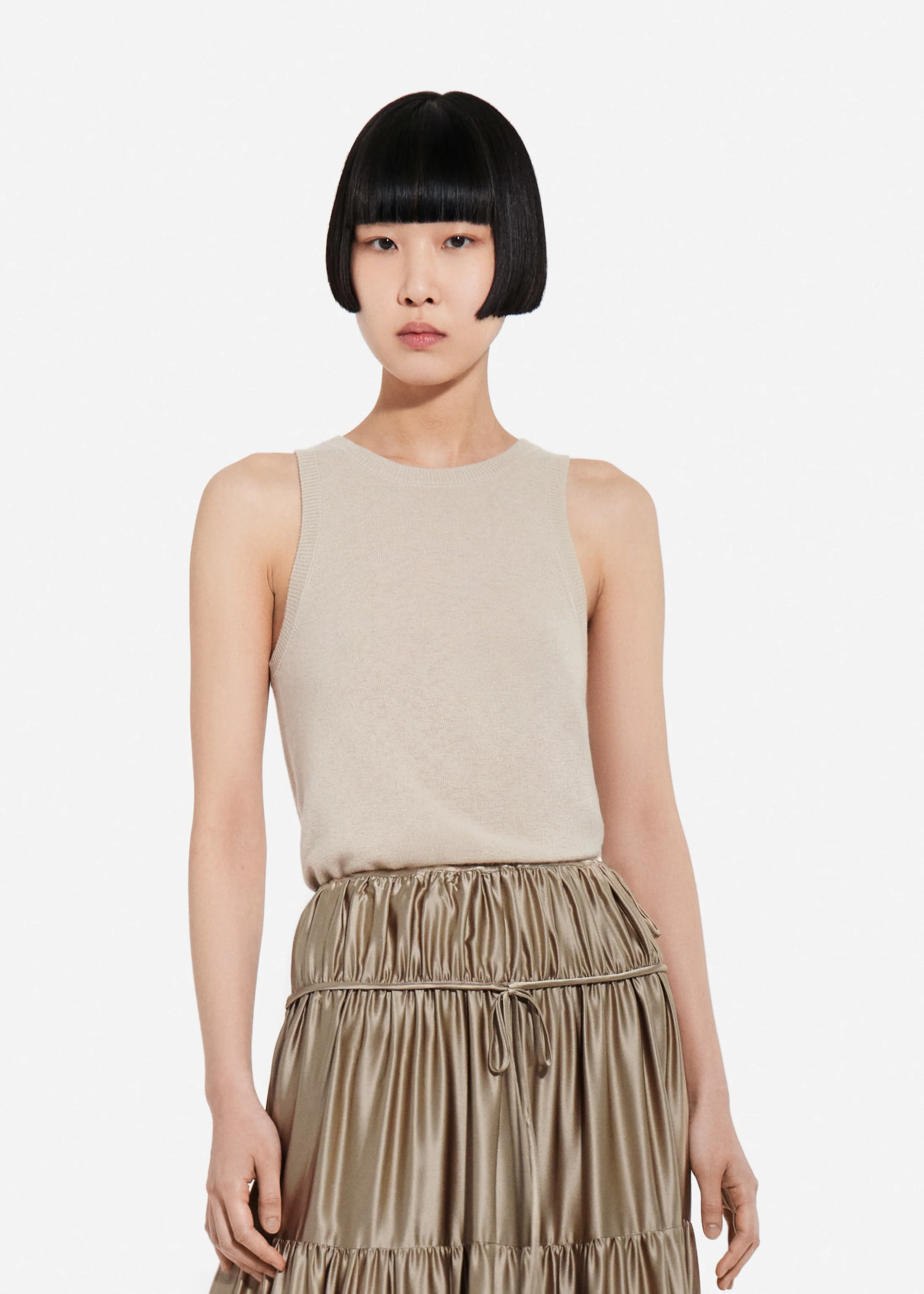 Tank Top in Fine Cashmere - Chestnut