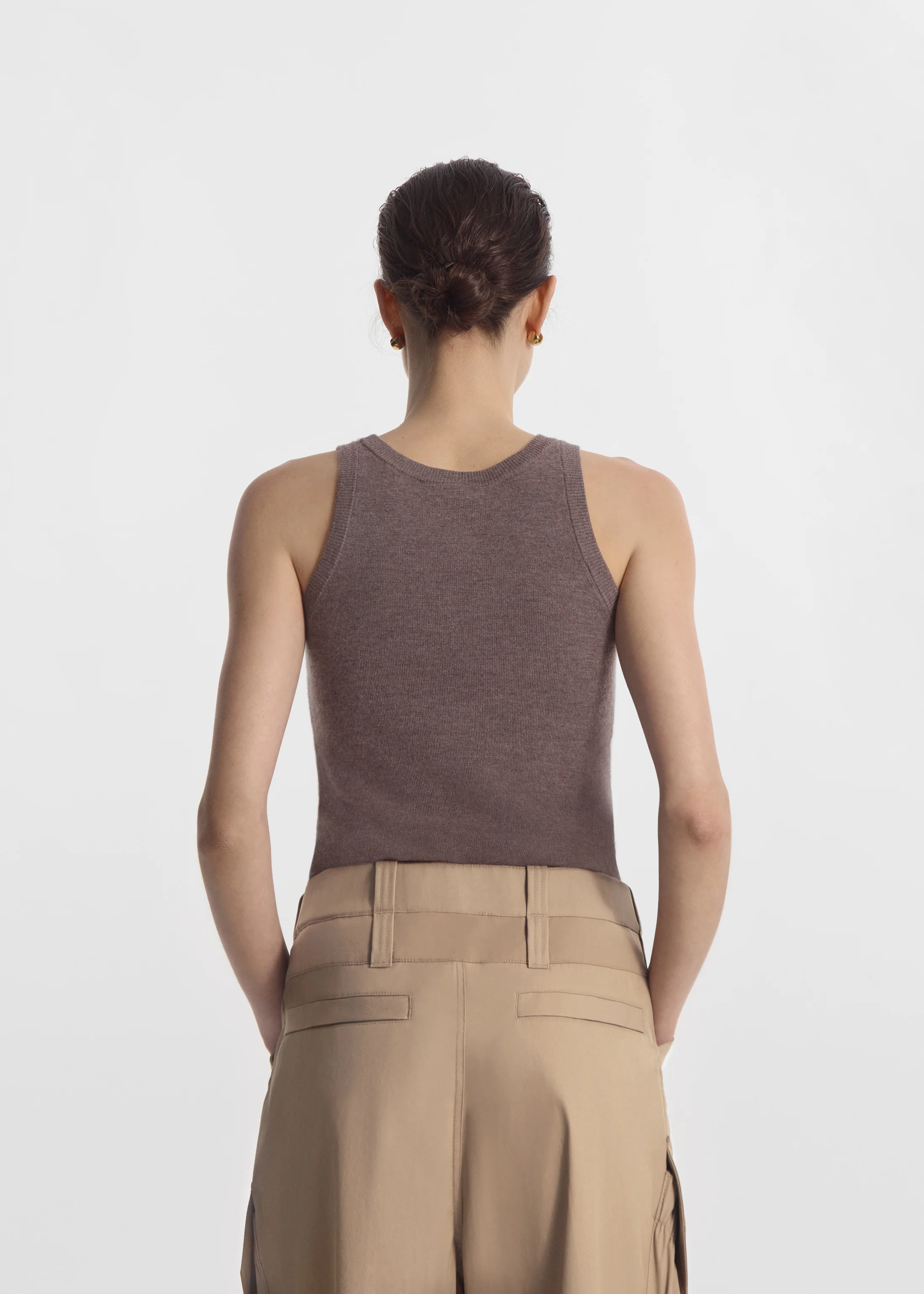 Tank Top in Fine Cashmere - Hazelnut - Image 3