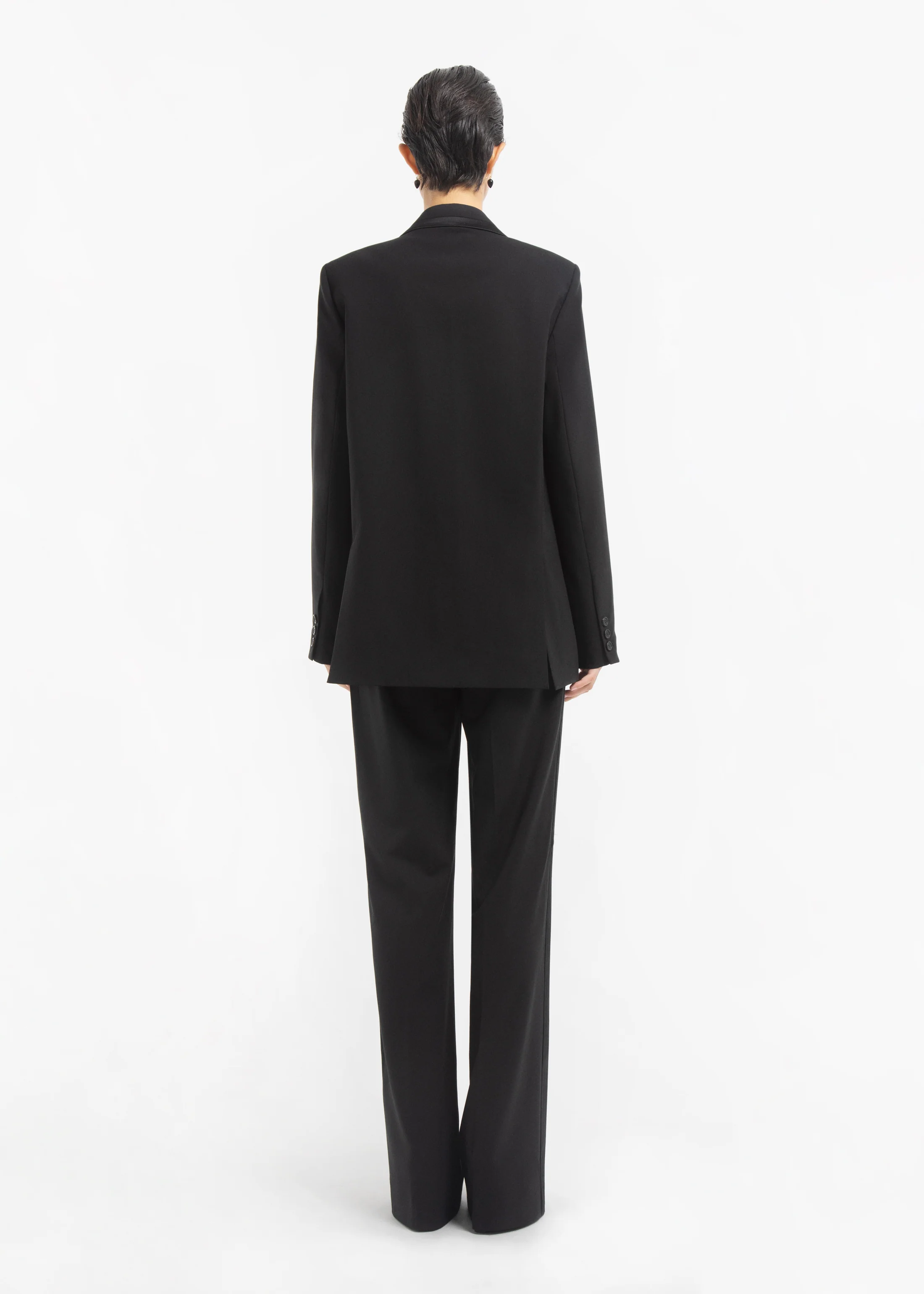 Tuxedo Jacket in Wool and Silk - Black - Image 4