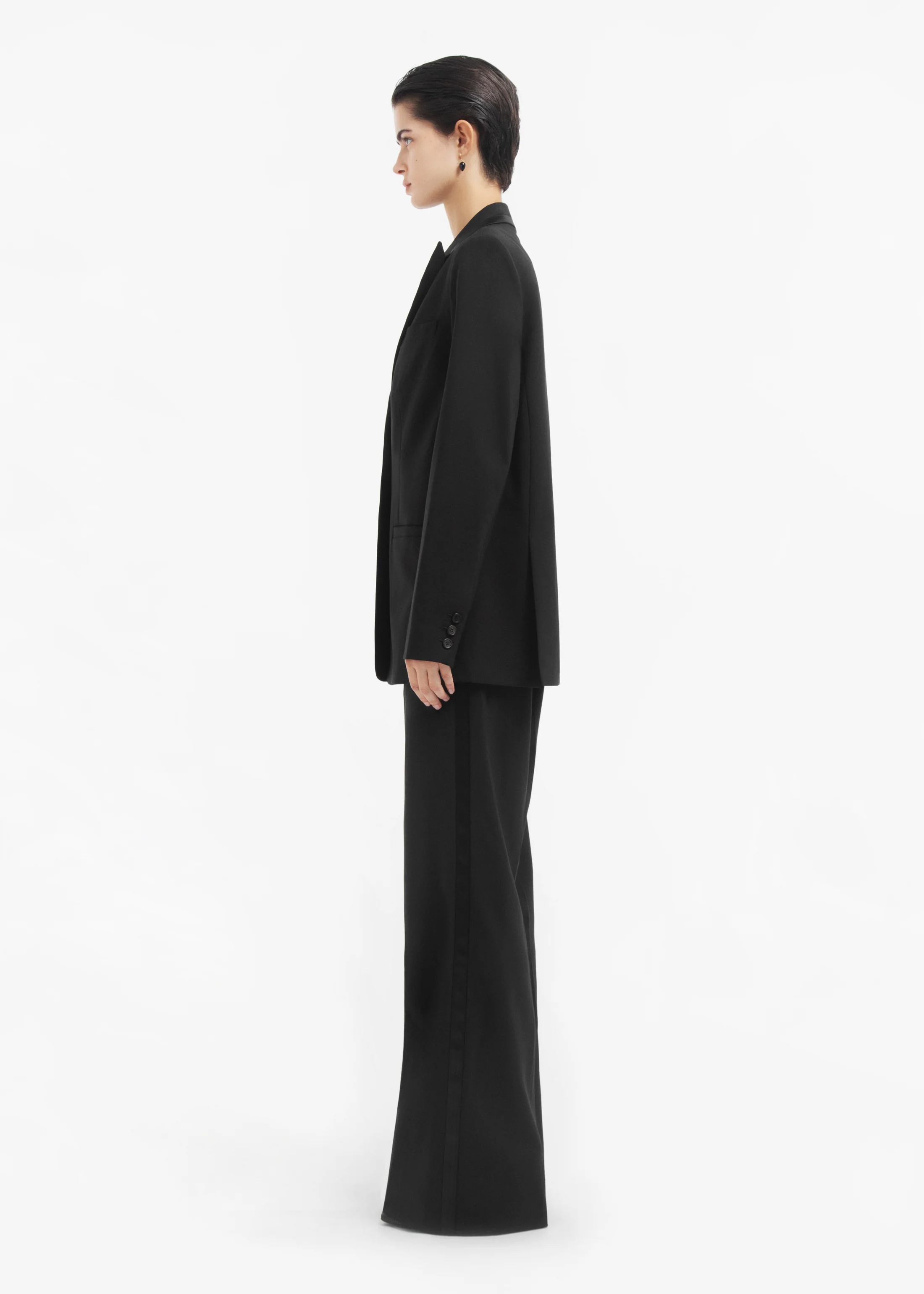Tuxedo Jacket in Wool and Silk - Black - Image 7