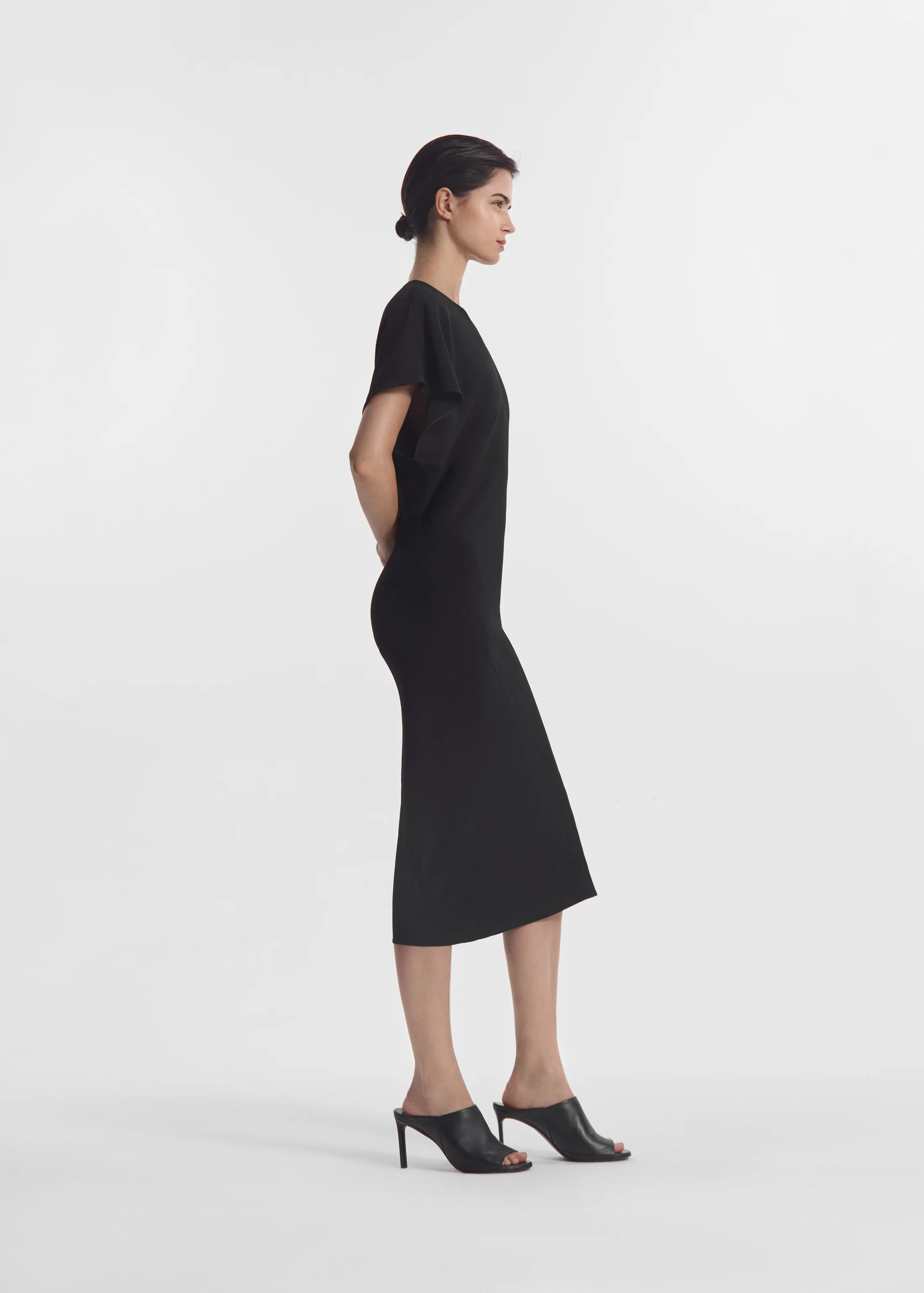 Twisted Knot Dress in Viscose Crepe - Black - Image 2